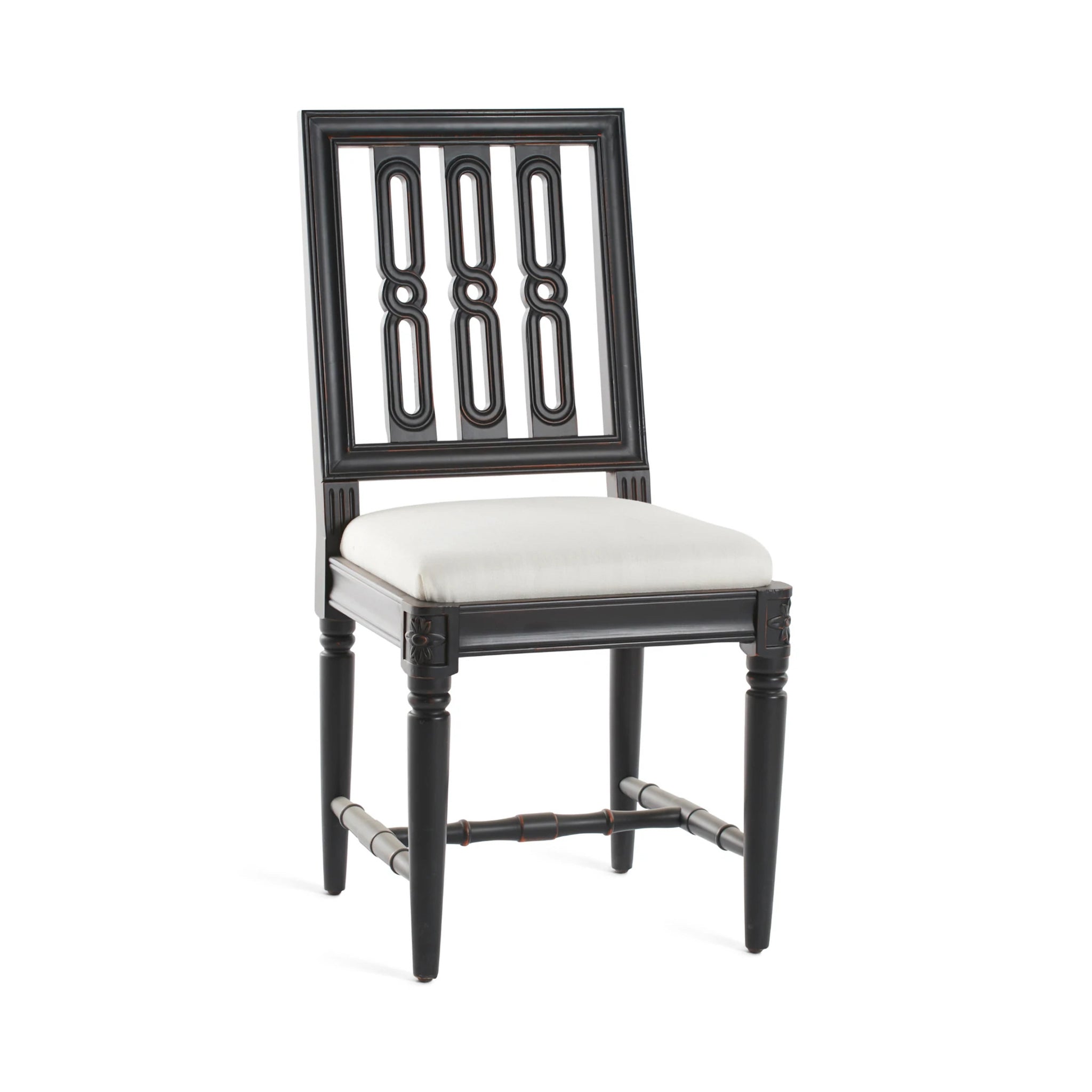 Front View of the Gustavian Dining Chair (Color - Black) on a White Background