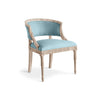 Gustavian Tub Chair With French Blue Cloth On White Background