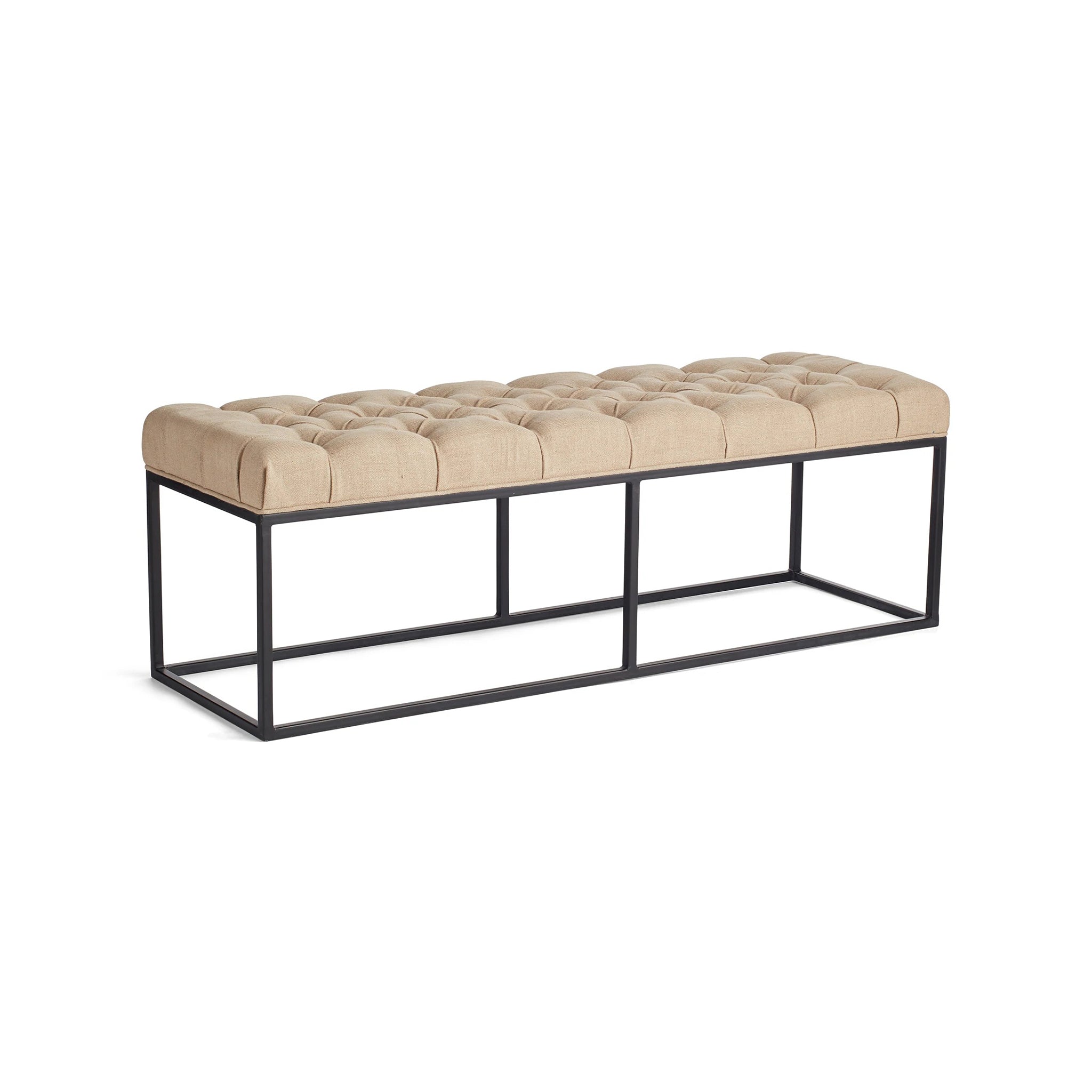 Tufted Linen Bench