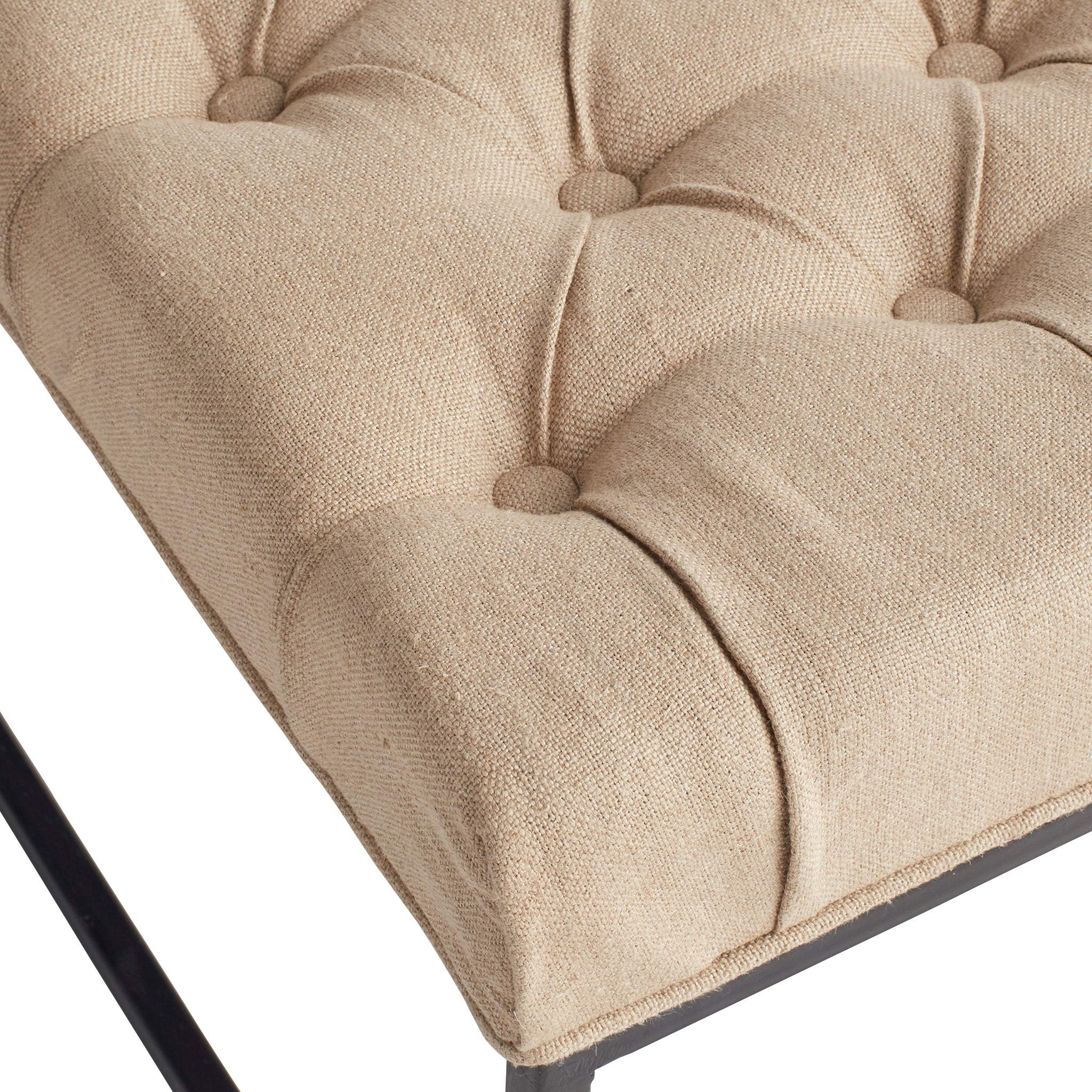 Tufted Linen Bench