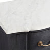 Closeup View of the Top of the Black Serpentine Chest with Marble Top