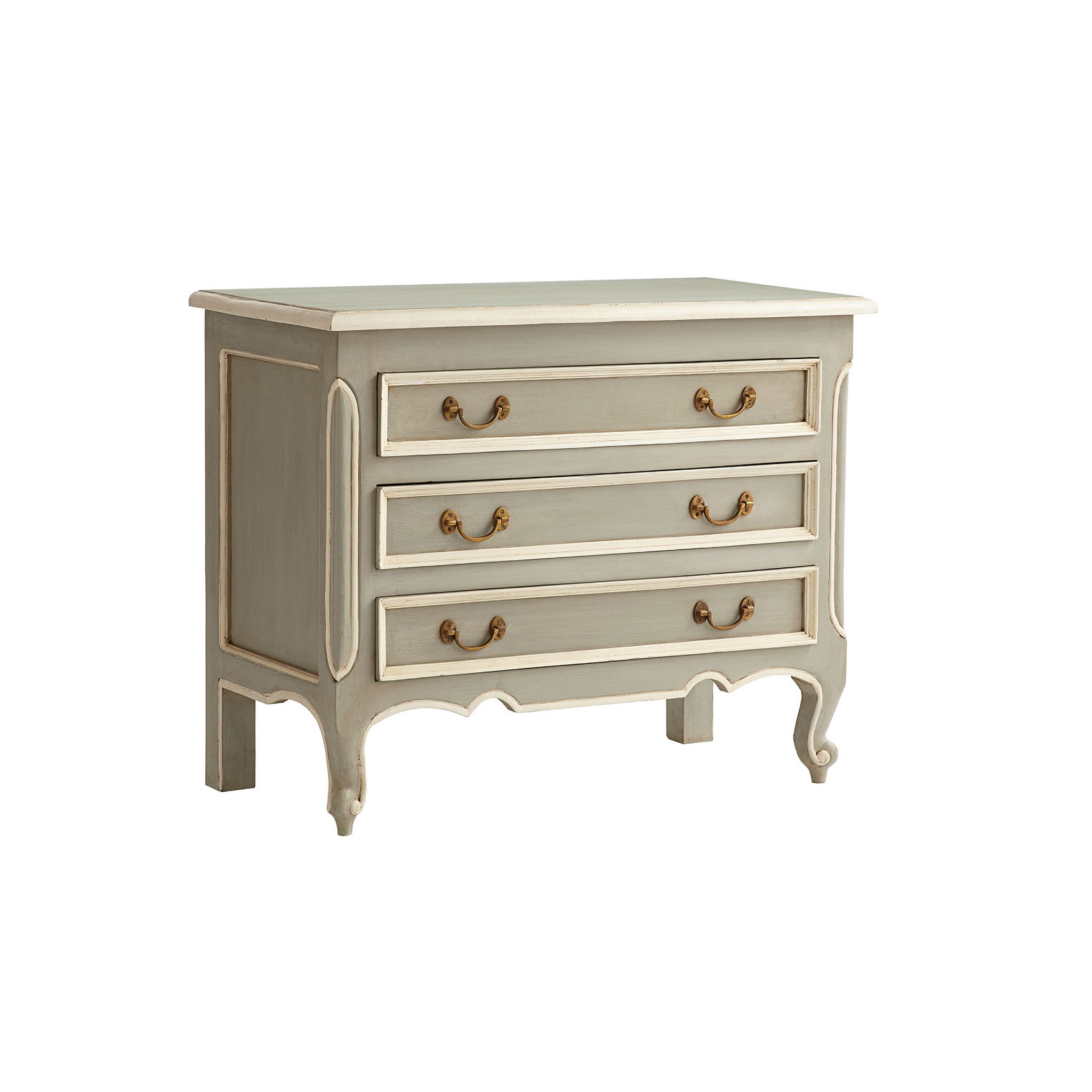 Norwich Mango Wood Three-Drawer Chest: Front view, white background