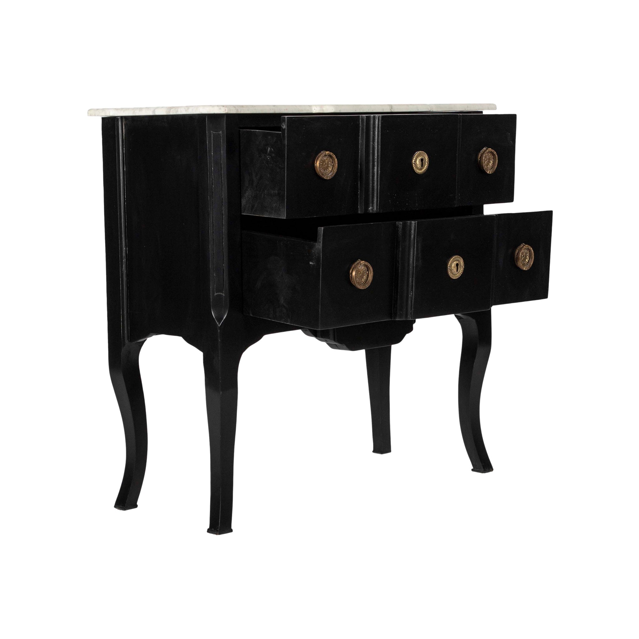 Isometric View of the Directoire Chest with Open Drawers on a White Background