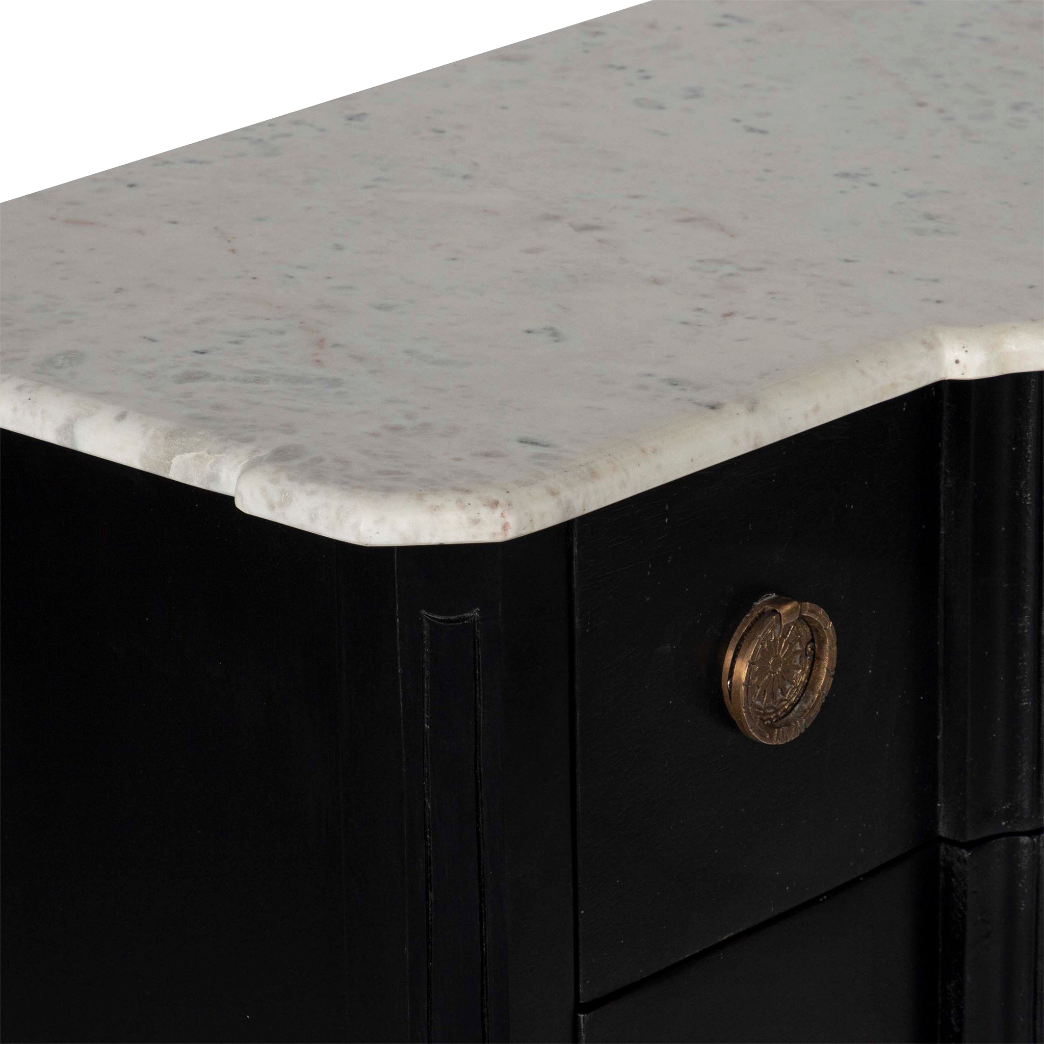 Closeup View of the Directoire Chest Drawer Top Surface on a White Background