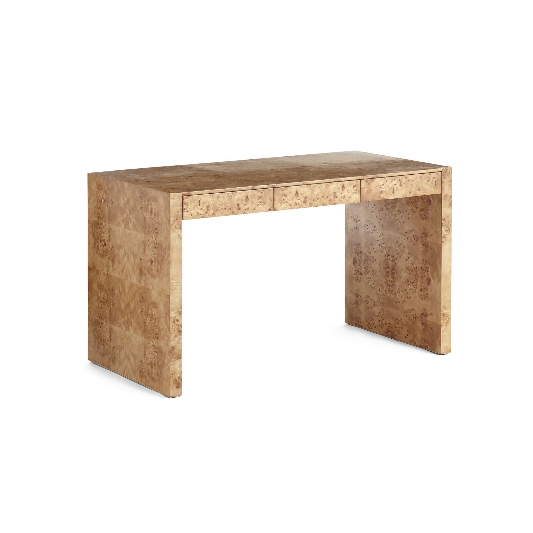 Oslo Burl Wood Veneer Desk With White Background
