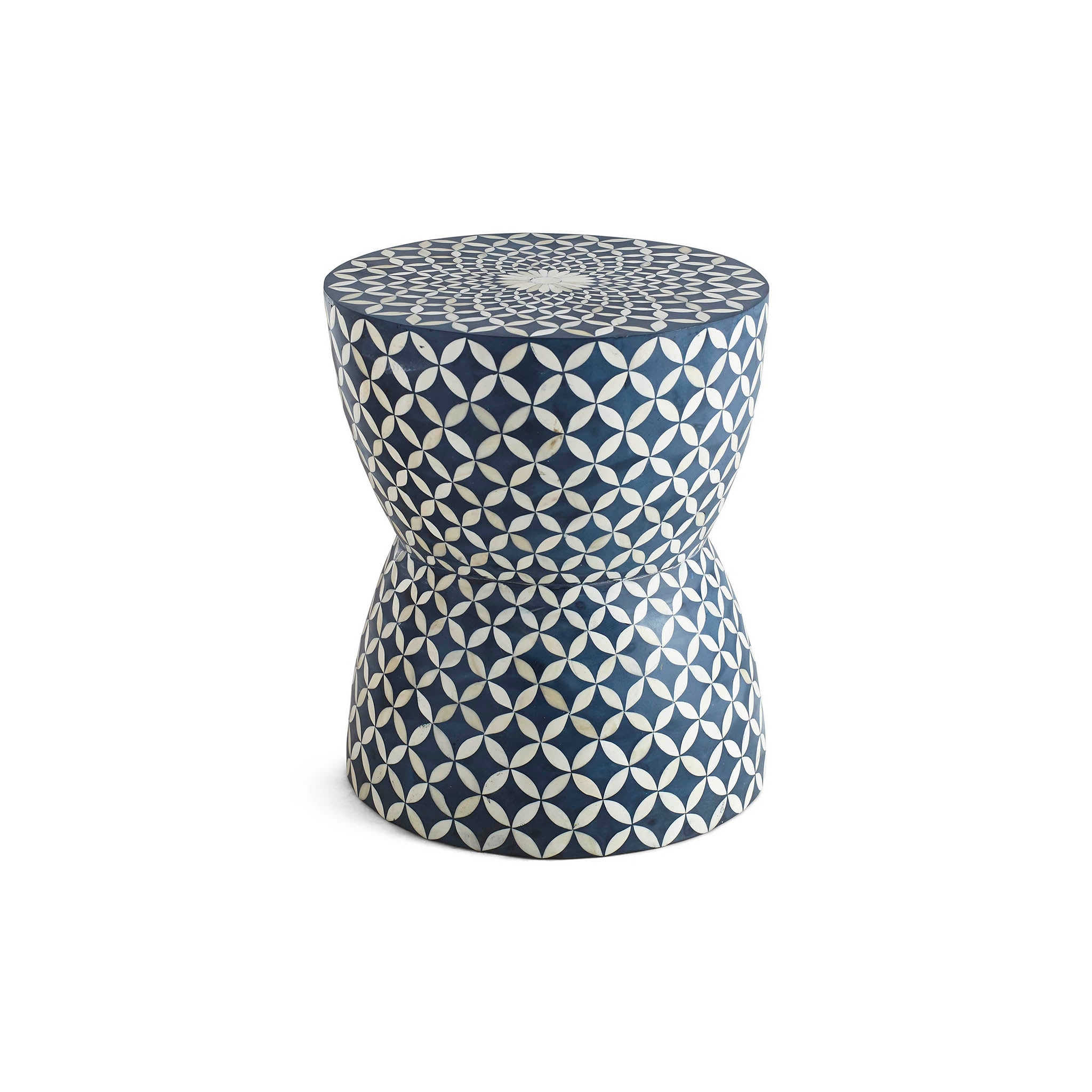 Blue & White Bone Arabesque Stool
