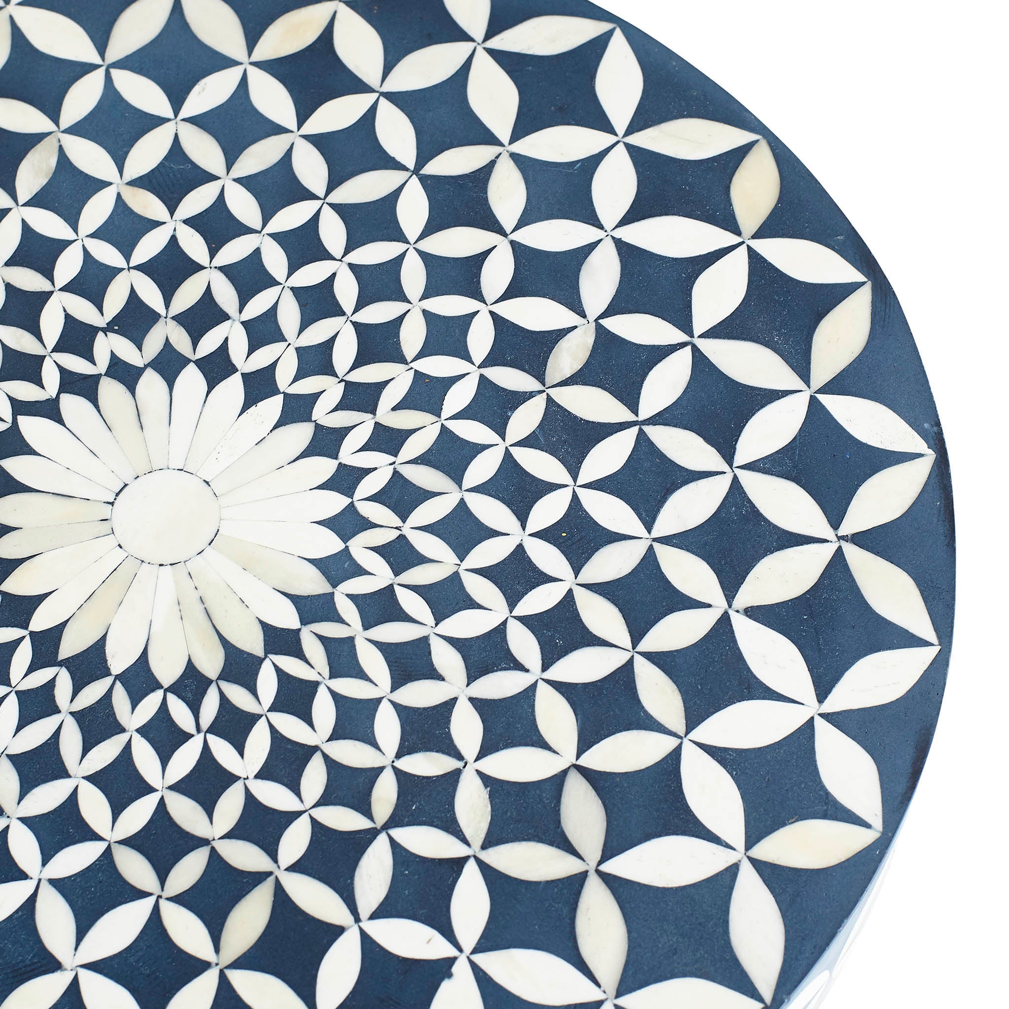 Blue & White Bone Arabesque Stool
