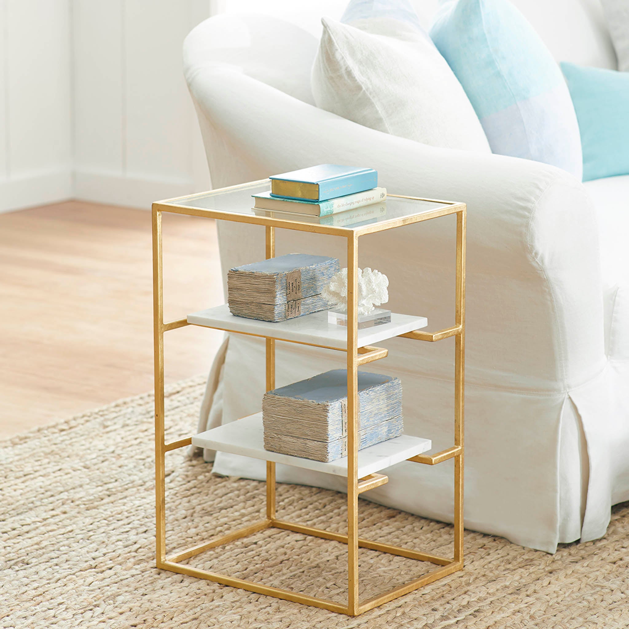 Marble & Gold Leaf Side Table