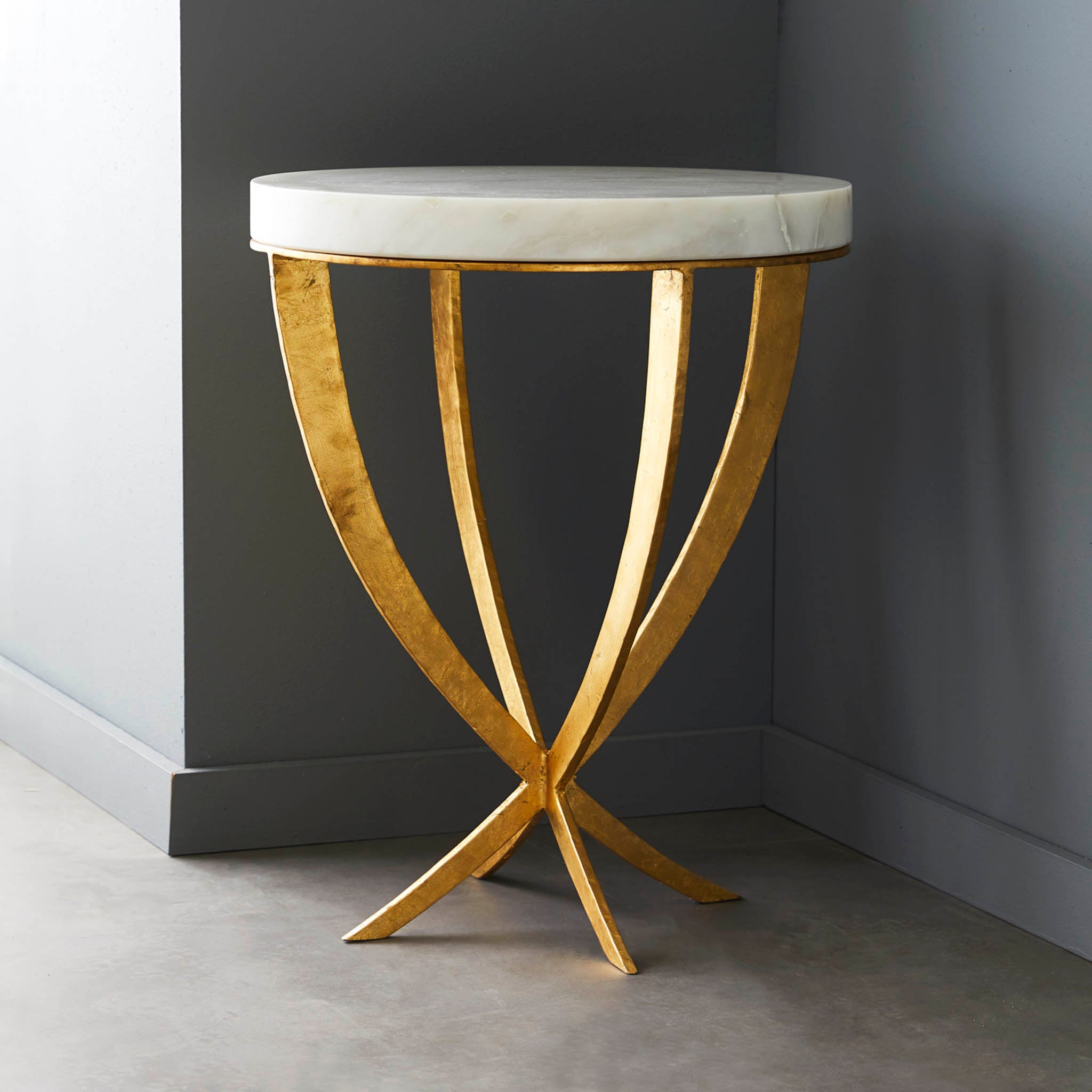 Marble & Gold Leaf Plié Side Table