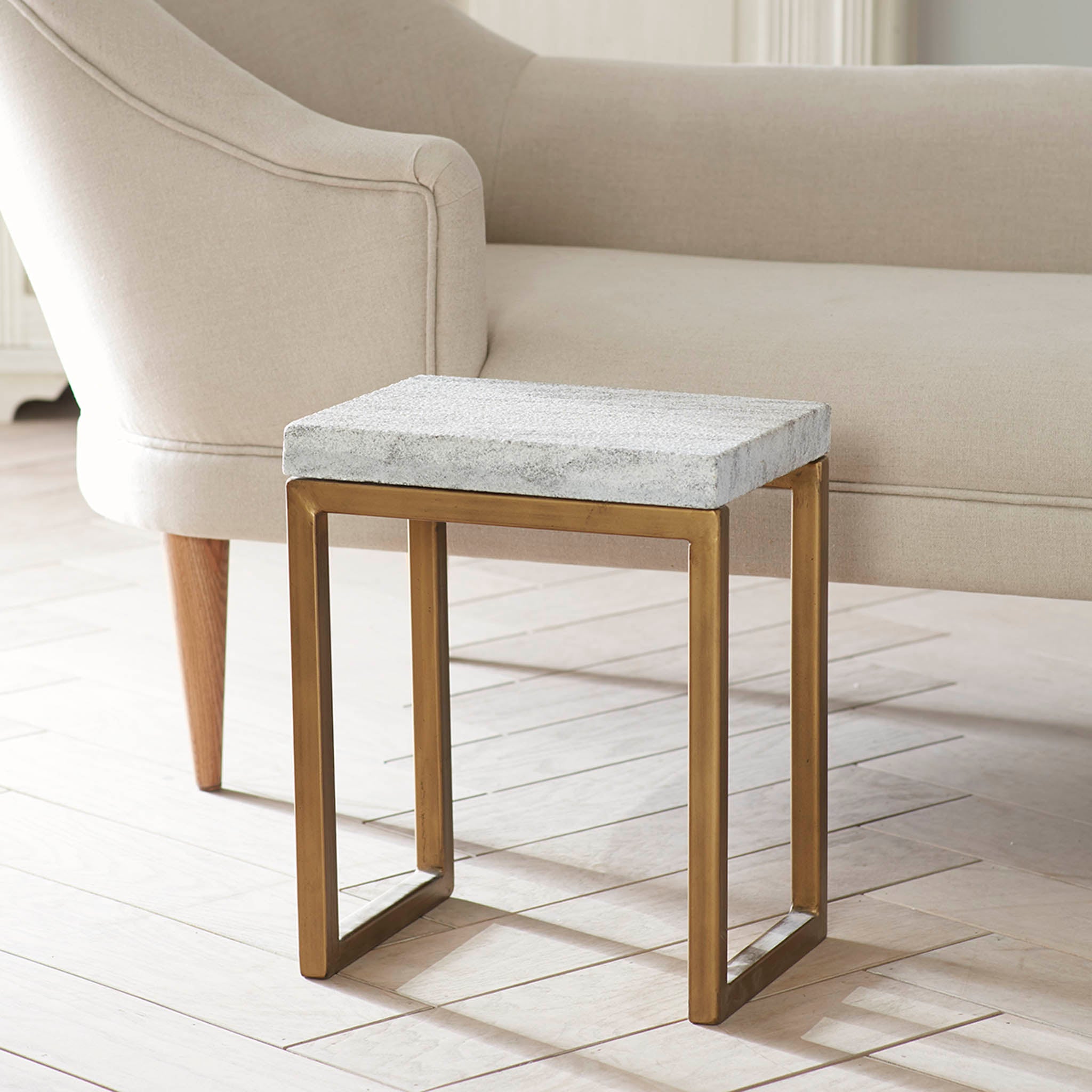 Industrial Marble Topped Side Table