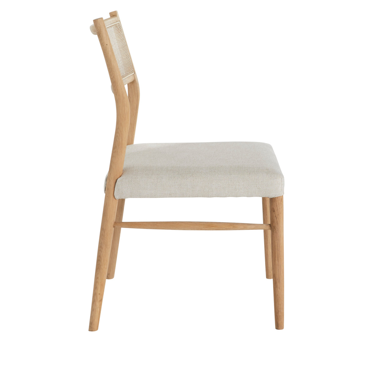 Oak & Rattan-Back Cushioned Dining Chair