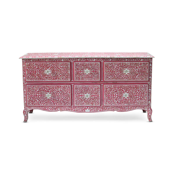 Pink Dresser with Flower Knobs | Wisteria Mother of Pearl