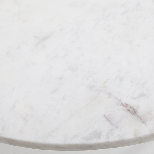 Mid-Century Modern Egg Coffee Table – Detailed view of marble surface, natural veins, polished edges.