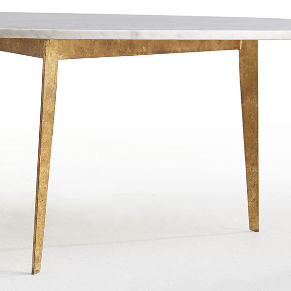 Mid-Century Modern Egg Coffee Table – Close-up of gold tapered legs, metallic finish, modern design.