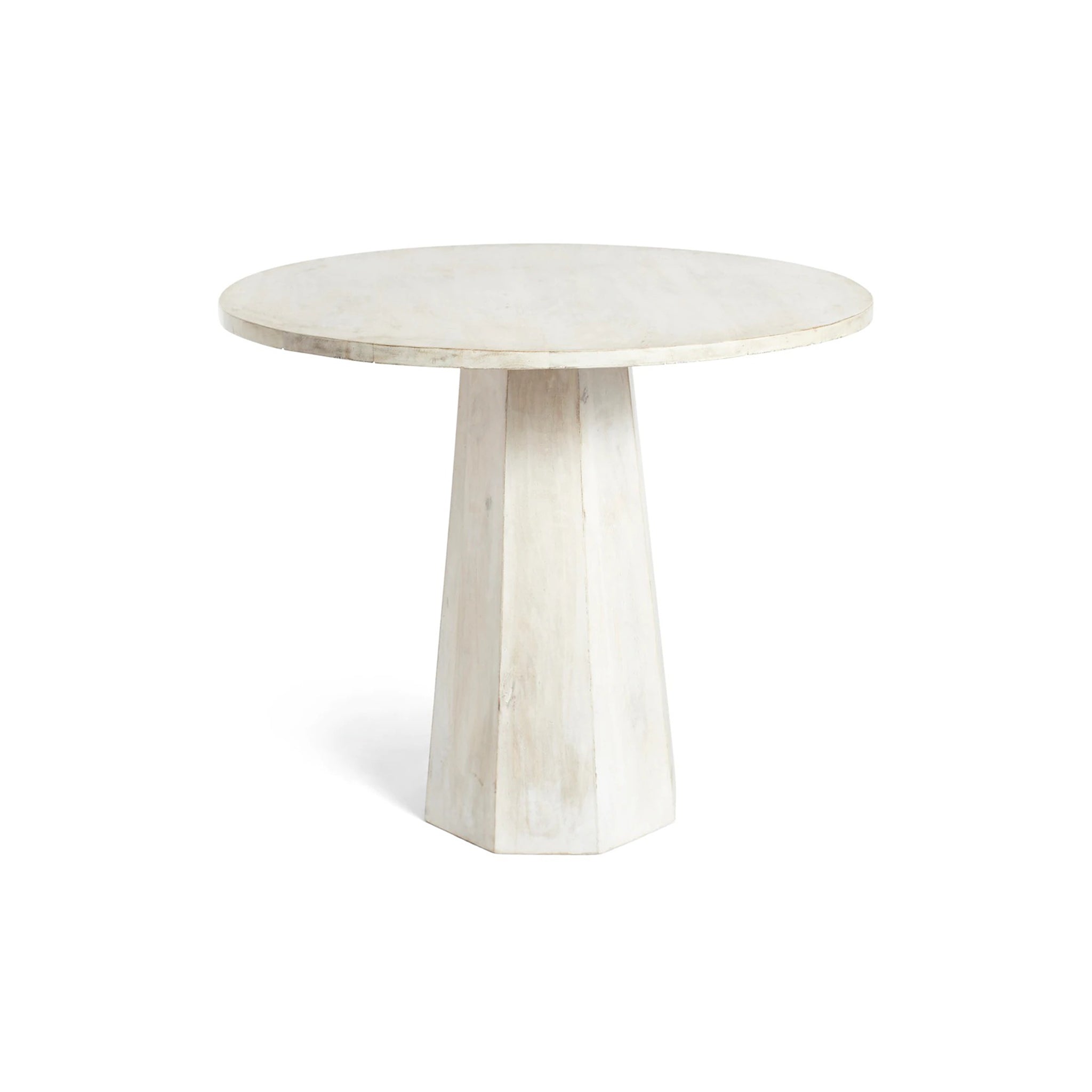 Front view of Whitewashed Pedestal Side Table