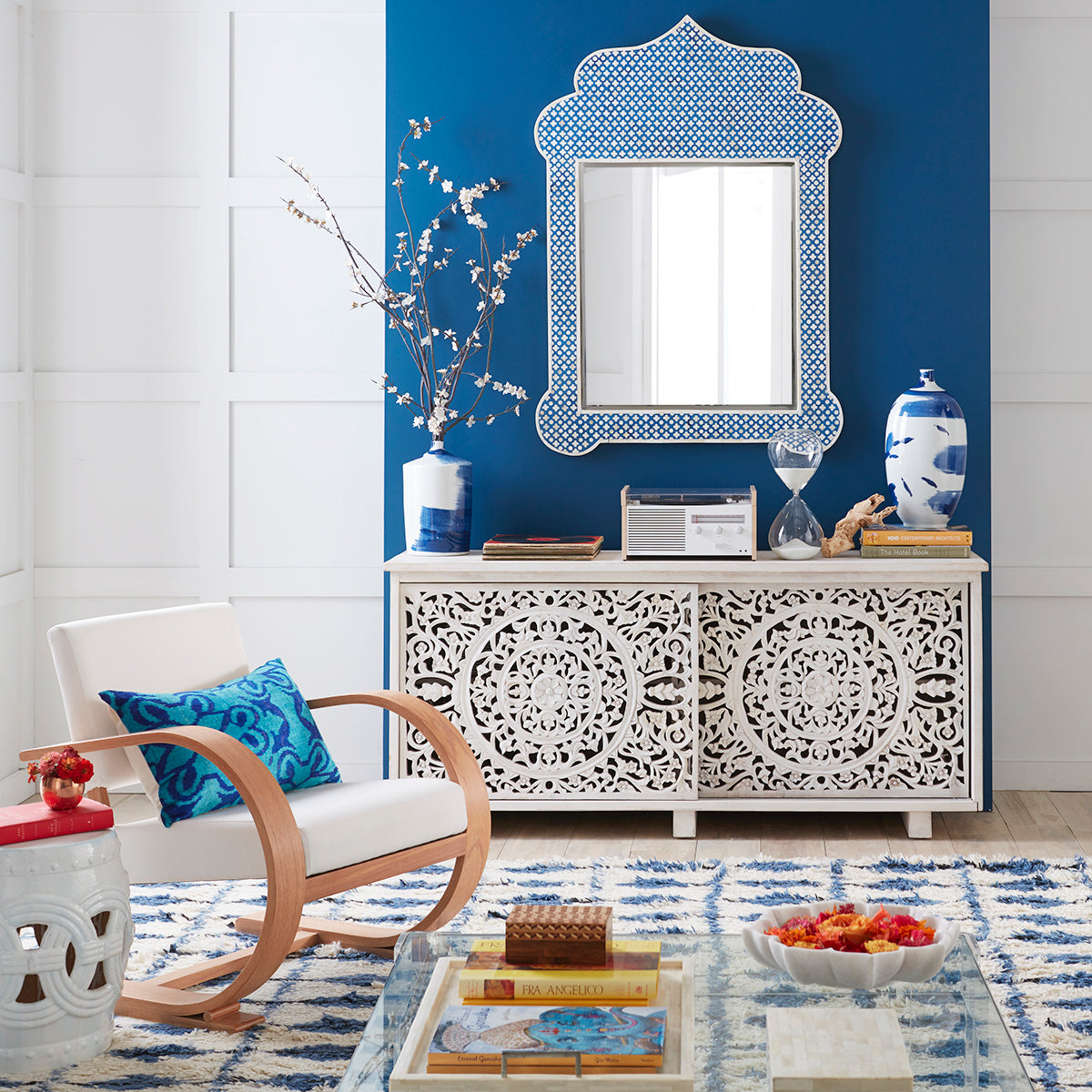 Solid Hand-Carved Rajasthan Media Cabinet