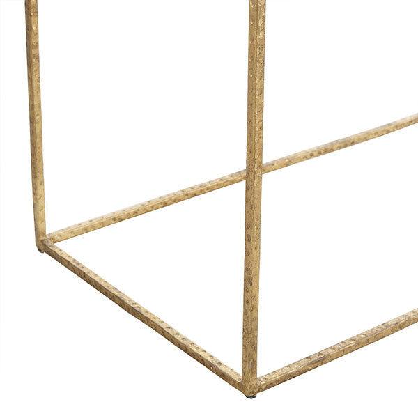 Gold Leaf Console Table – Textured gold frame, delicate structure, open design.