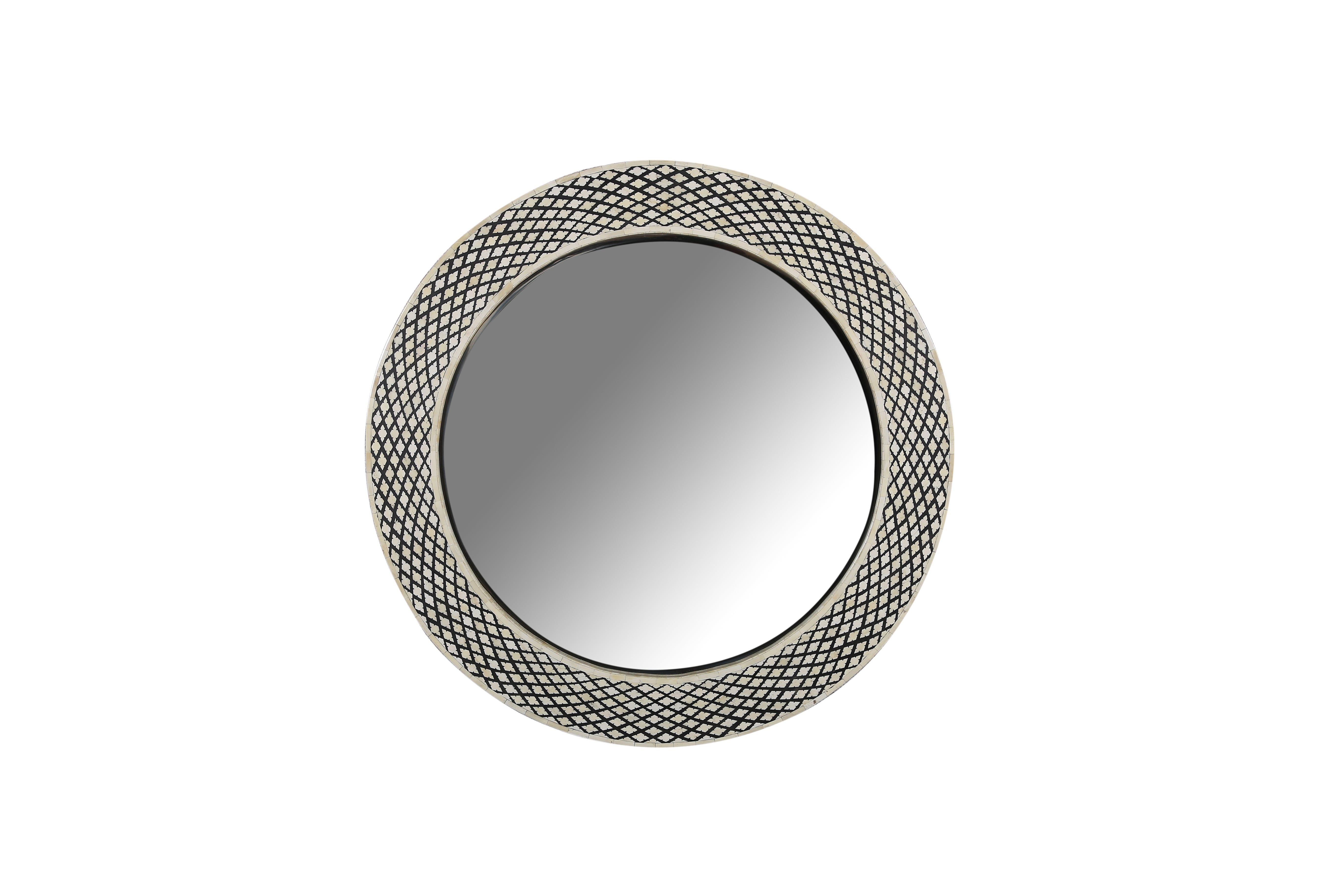 Uma Bone Inlay Round Wall Mirror