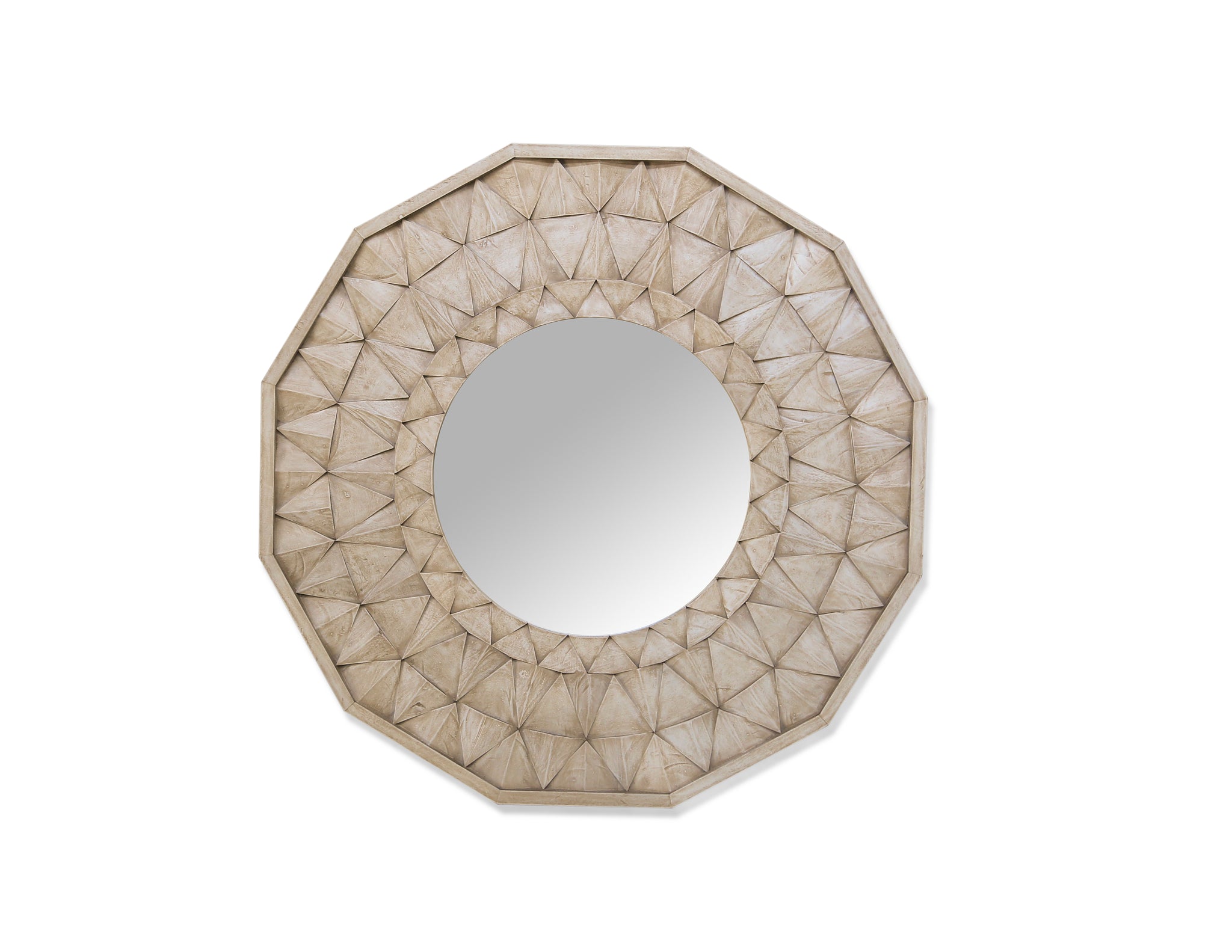 Gomati Wood Carved Round Mirror