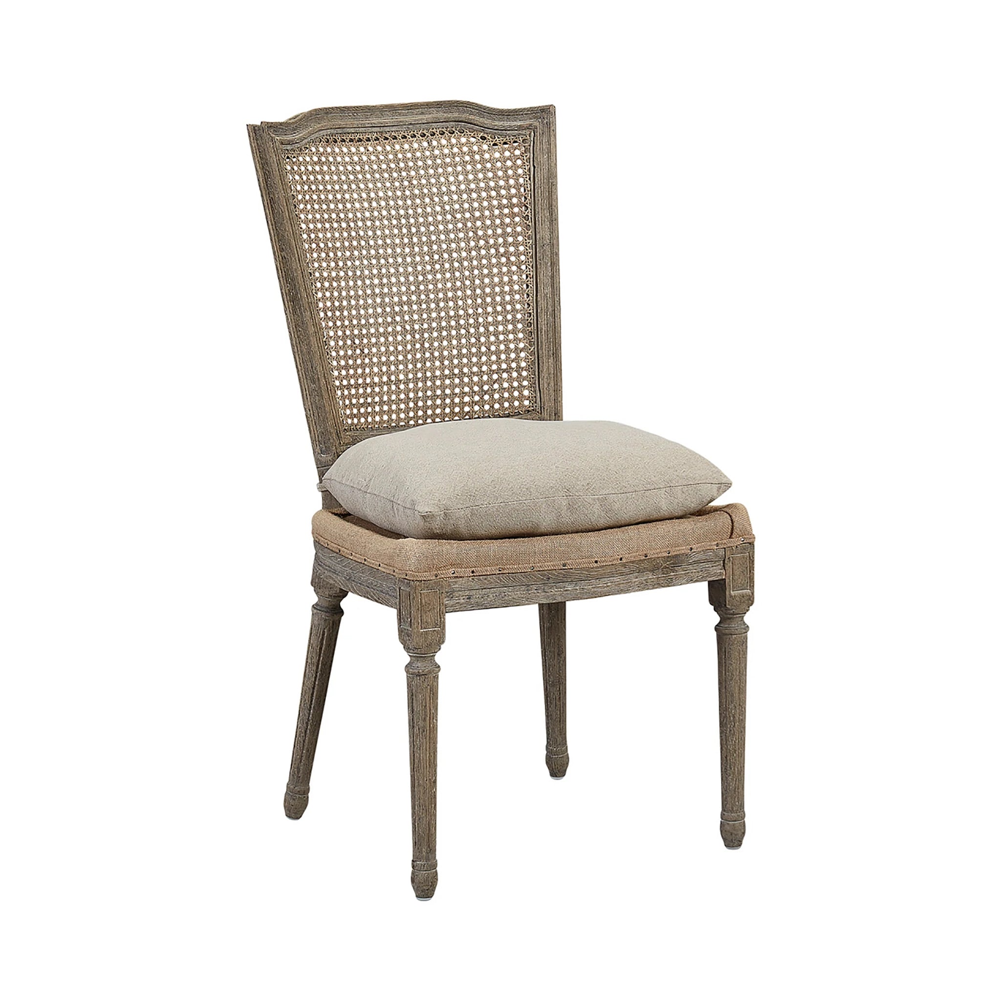 Melanie French Country Natural Rattan King Louis Dining Arm Chair