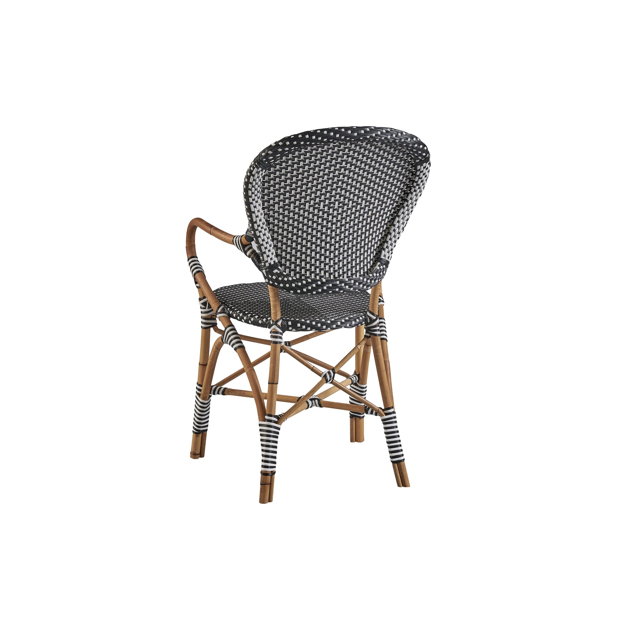 Bamboo and Rattan Bistro Chair - Black and White - Set of 2