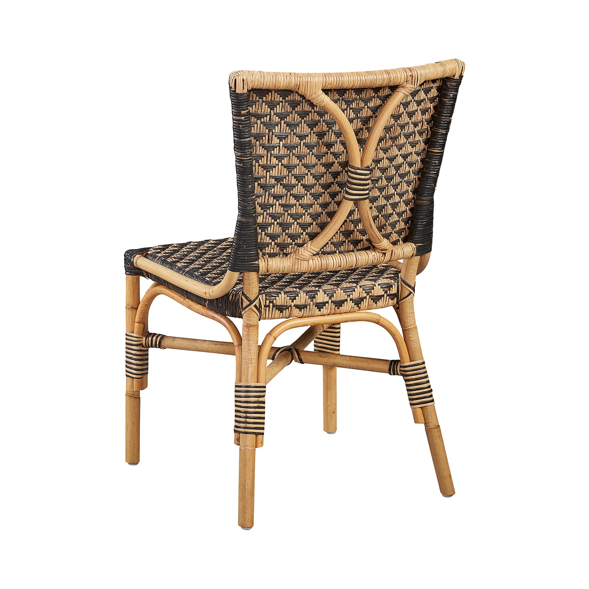 Black and Tan Rattan Geometric Dining Chairs Wisteria