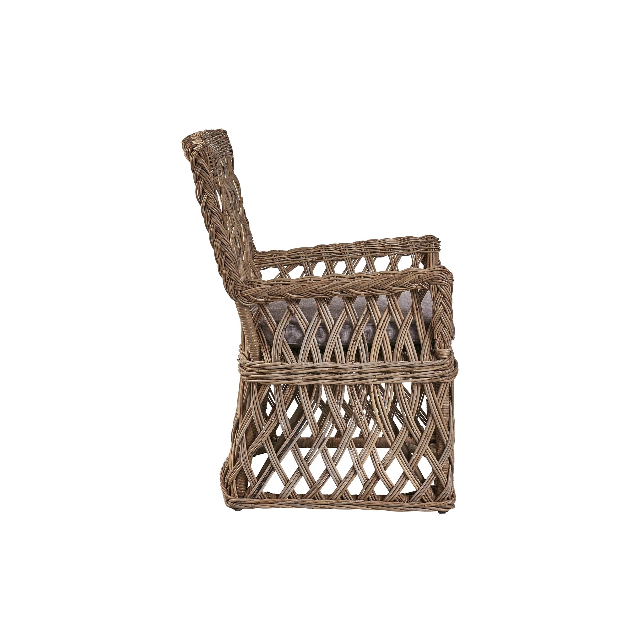 Hand-Woven Rattan Basket Arm Chair