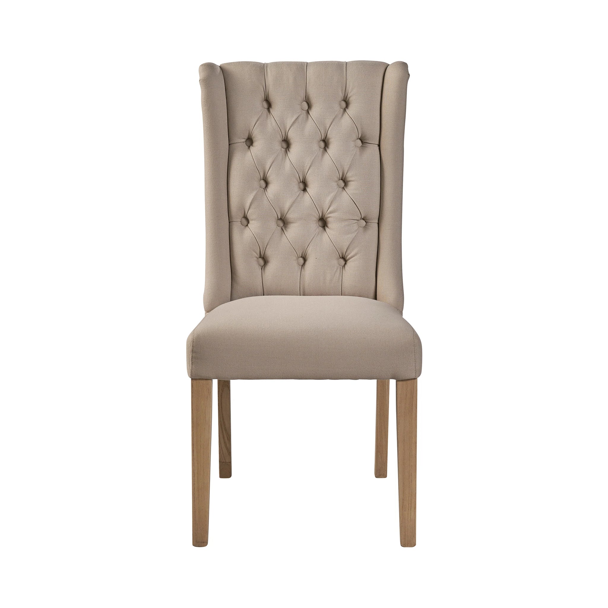 Tufted Linen and Oak Dining Chair - Set of 2
