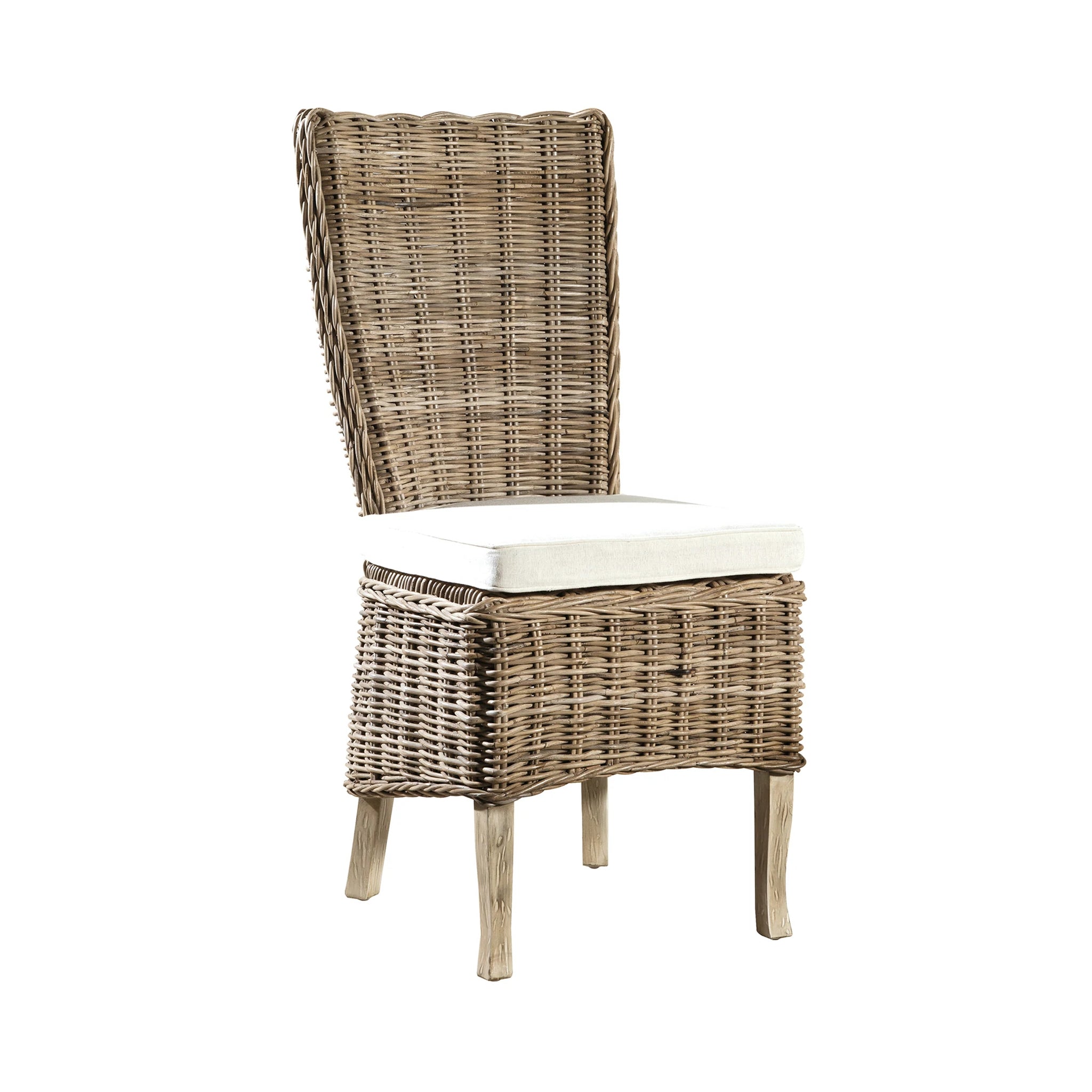 Woven Kubu Armless Dining Chair with Padded Seat - Set of 2