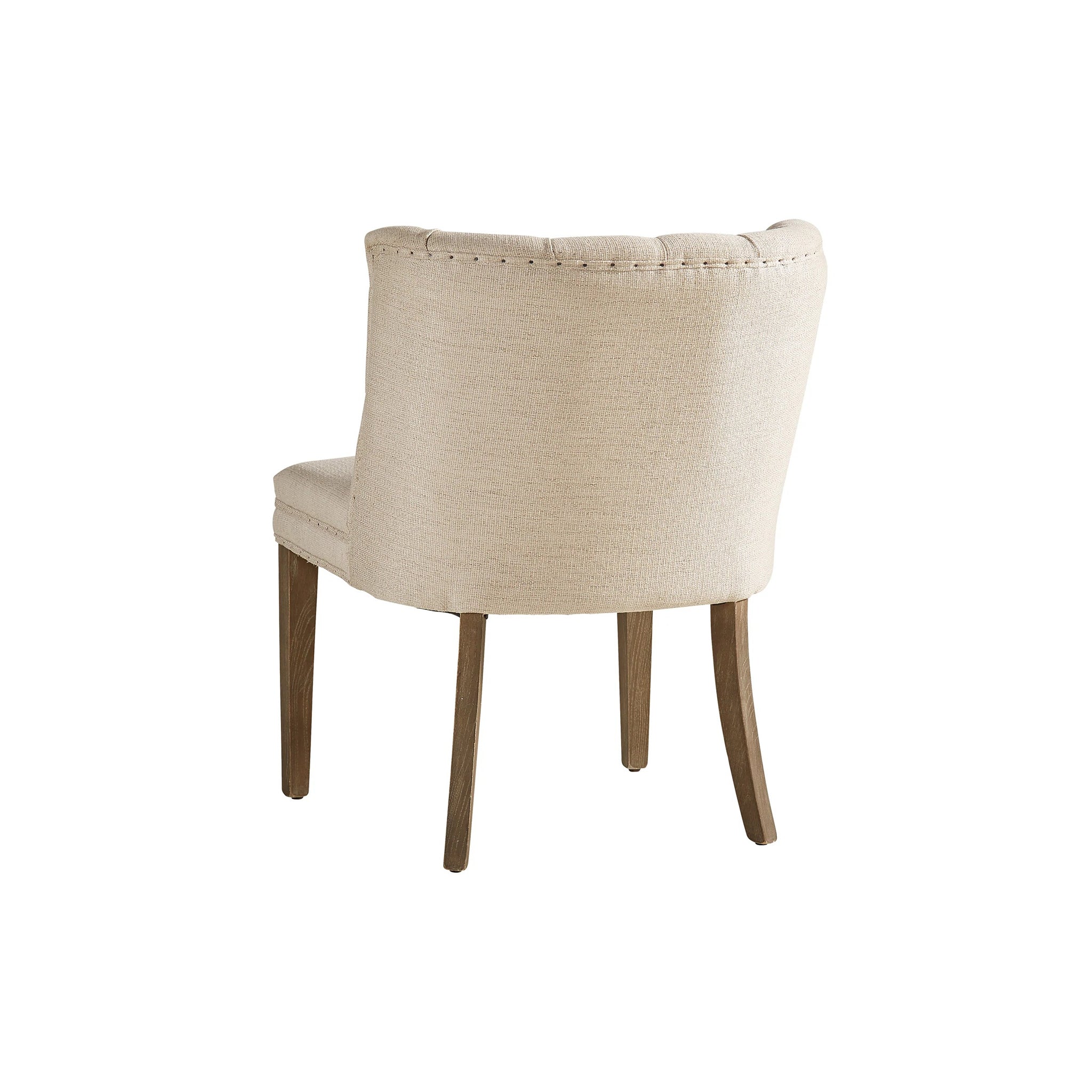 Tufted Linen and Oak Barrel Chair