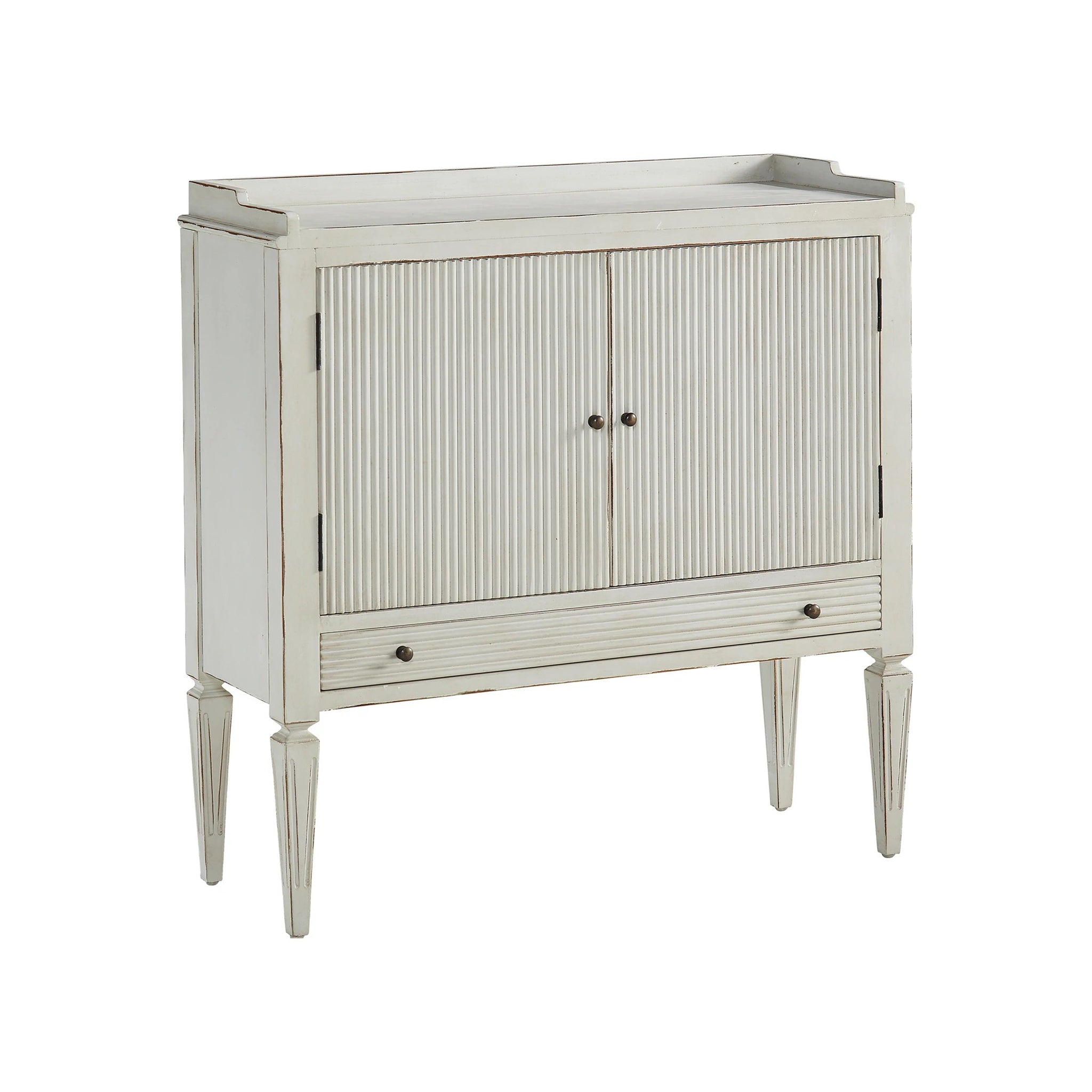 Cream Mahogany Cabinet with Ribbed Detailing