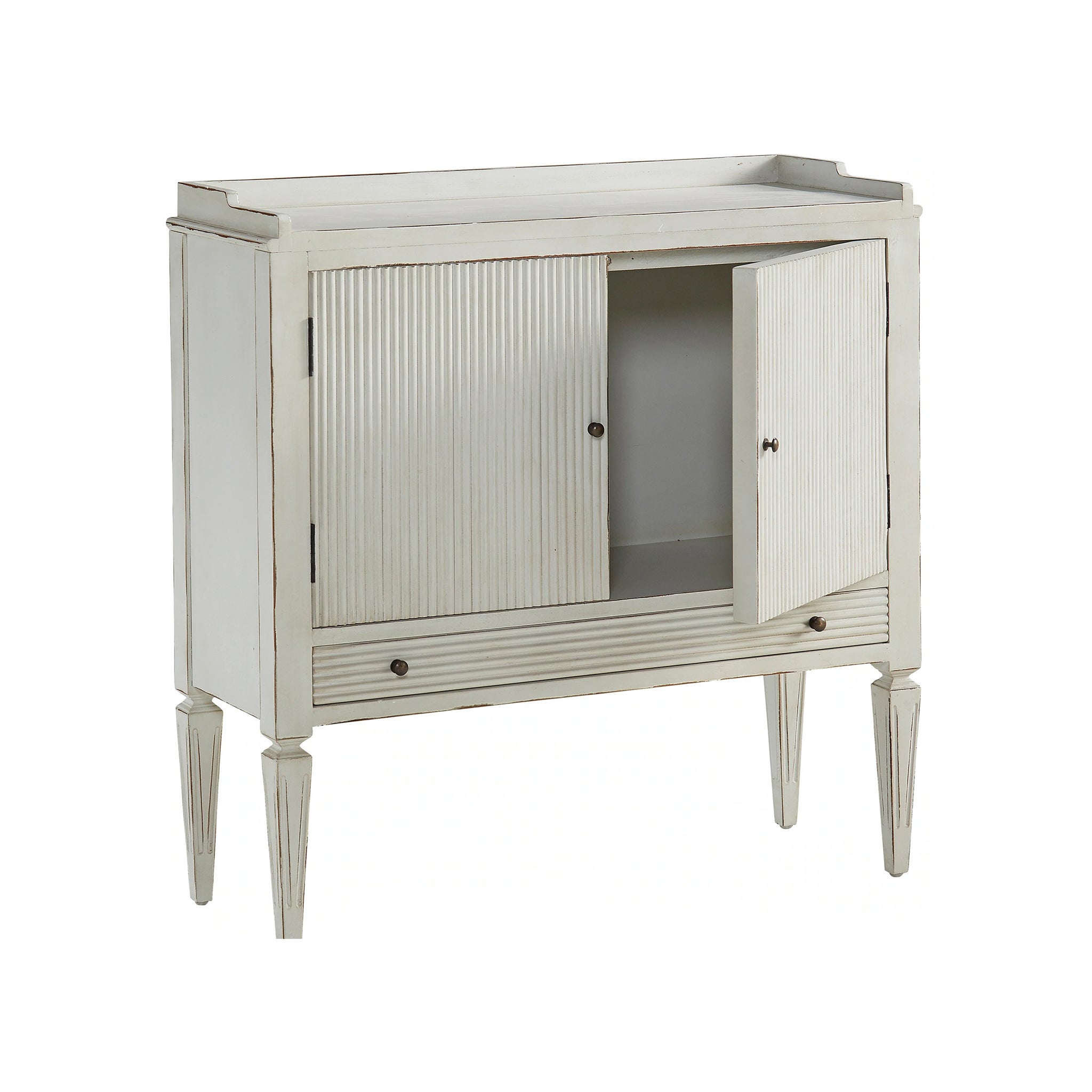Cream Mahogany Cabinet with Ribbed Detailing