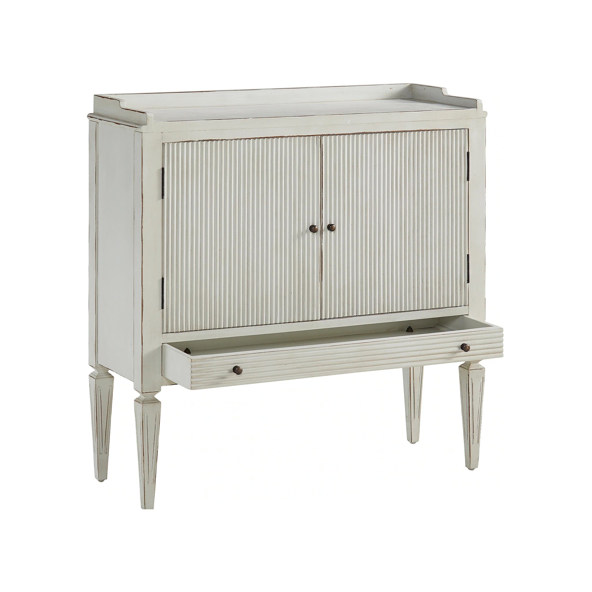 Cream Mahogany Cabinet with Ribbed Detailing