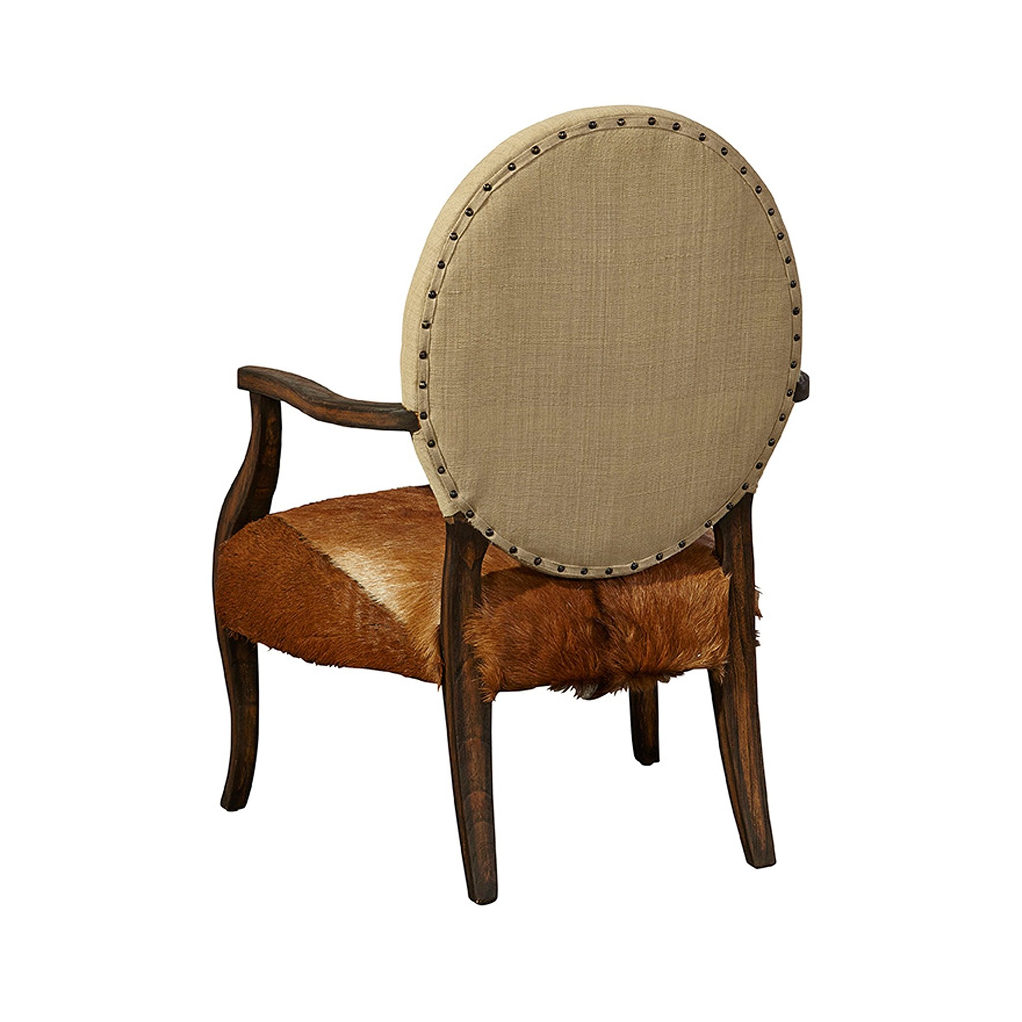 Western Hair Hide and Linen Dining Chair