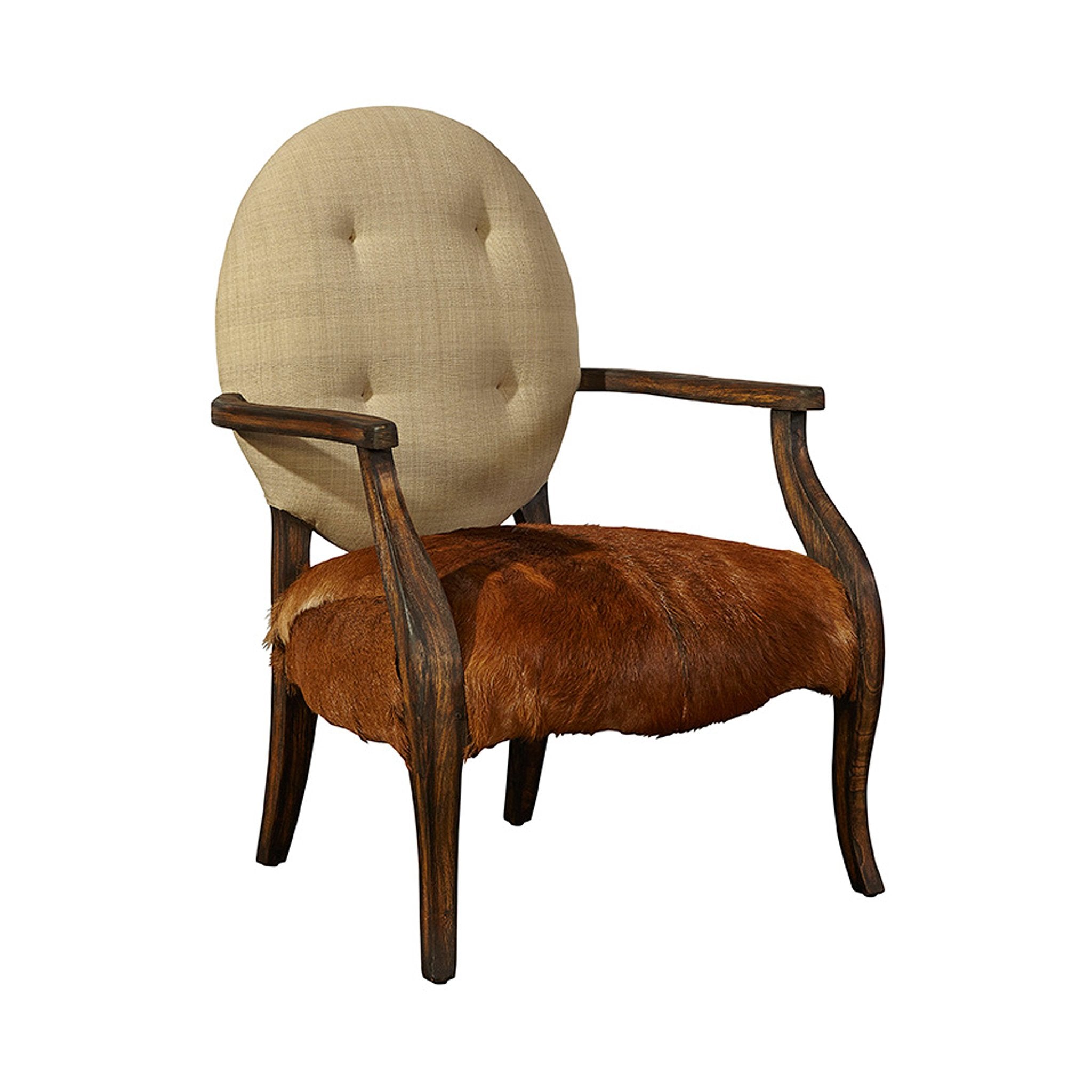 Western Hair Hide and Linen Dining Chair