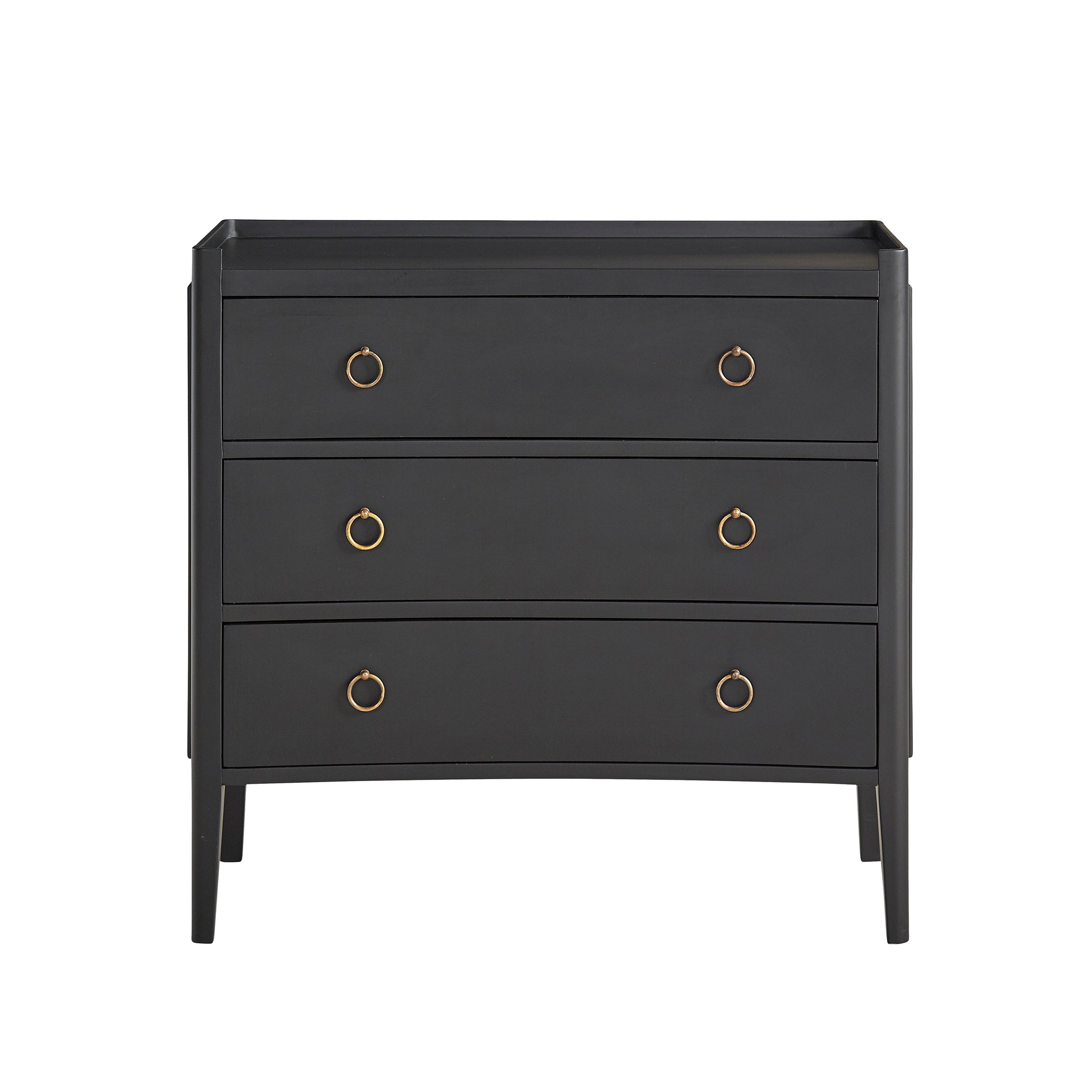 Black Mahogany Concave 3-Drawer Chest