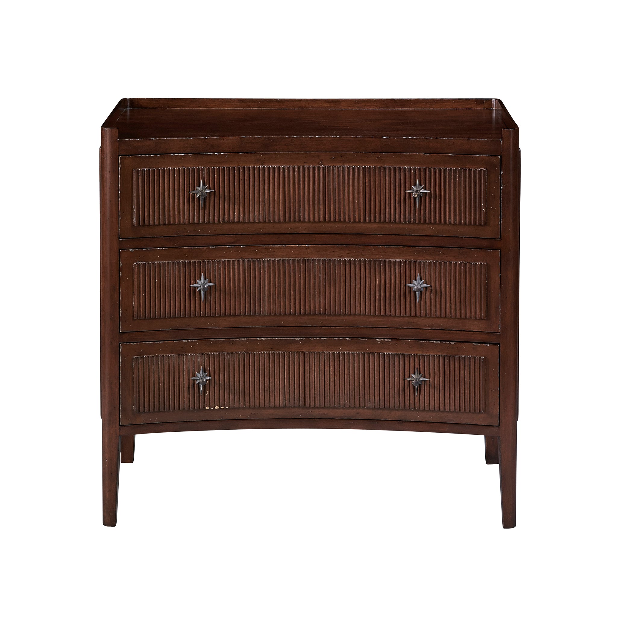 Mahogany Fluted Chest with Star Pulls