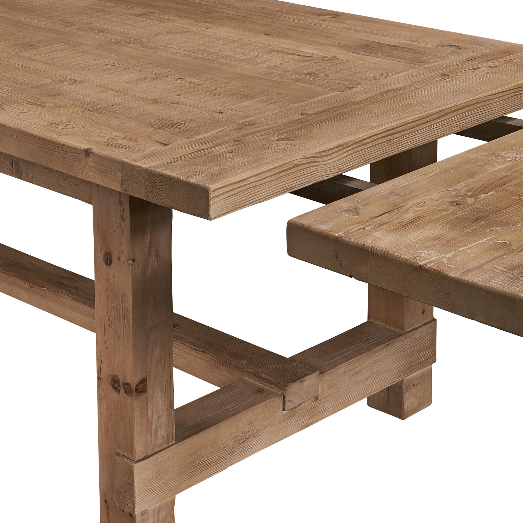 Gray Finish Rectangular Extension Pine Dining Table