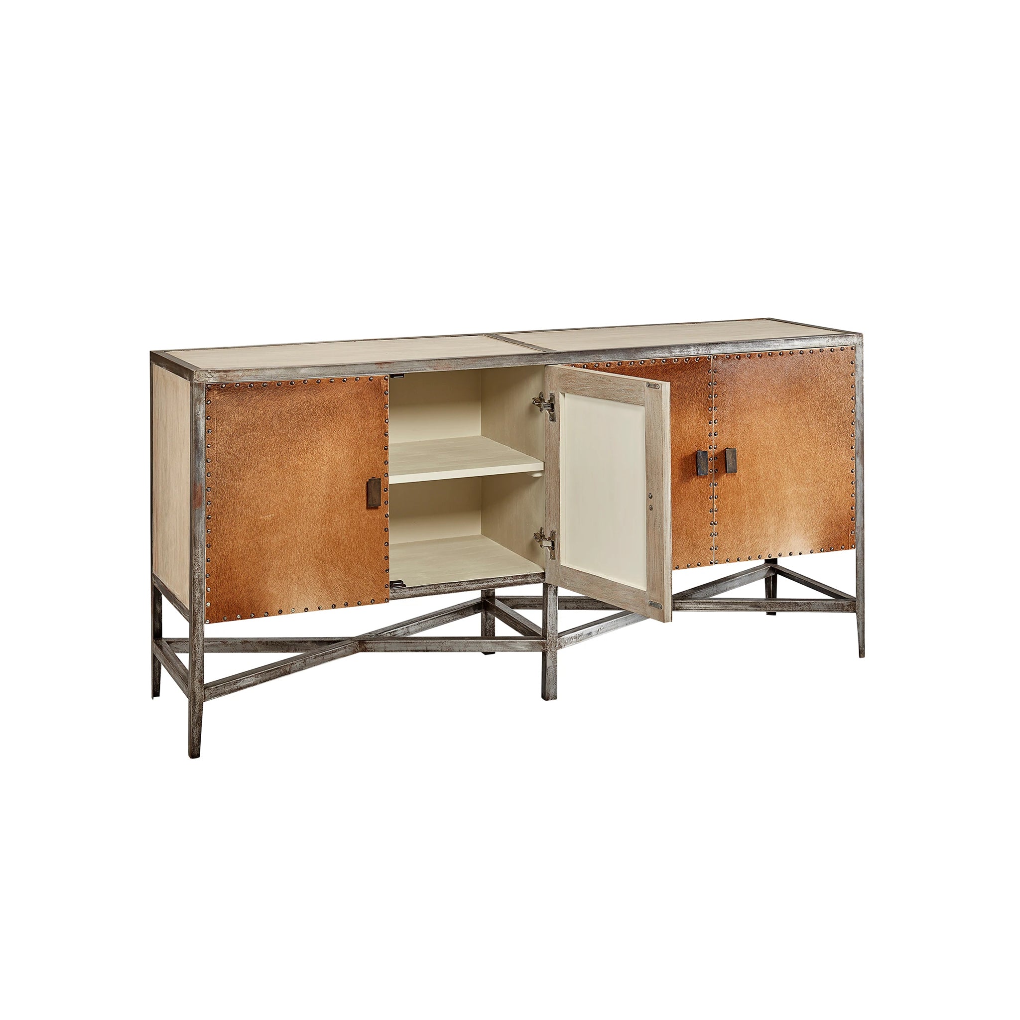 Western Hair Hide and Metal Accent Sideboard