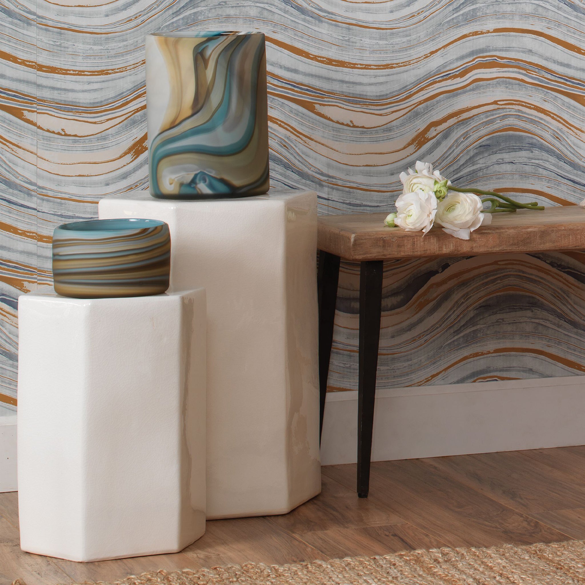 Hex Side Table in White - Wisteria