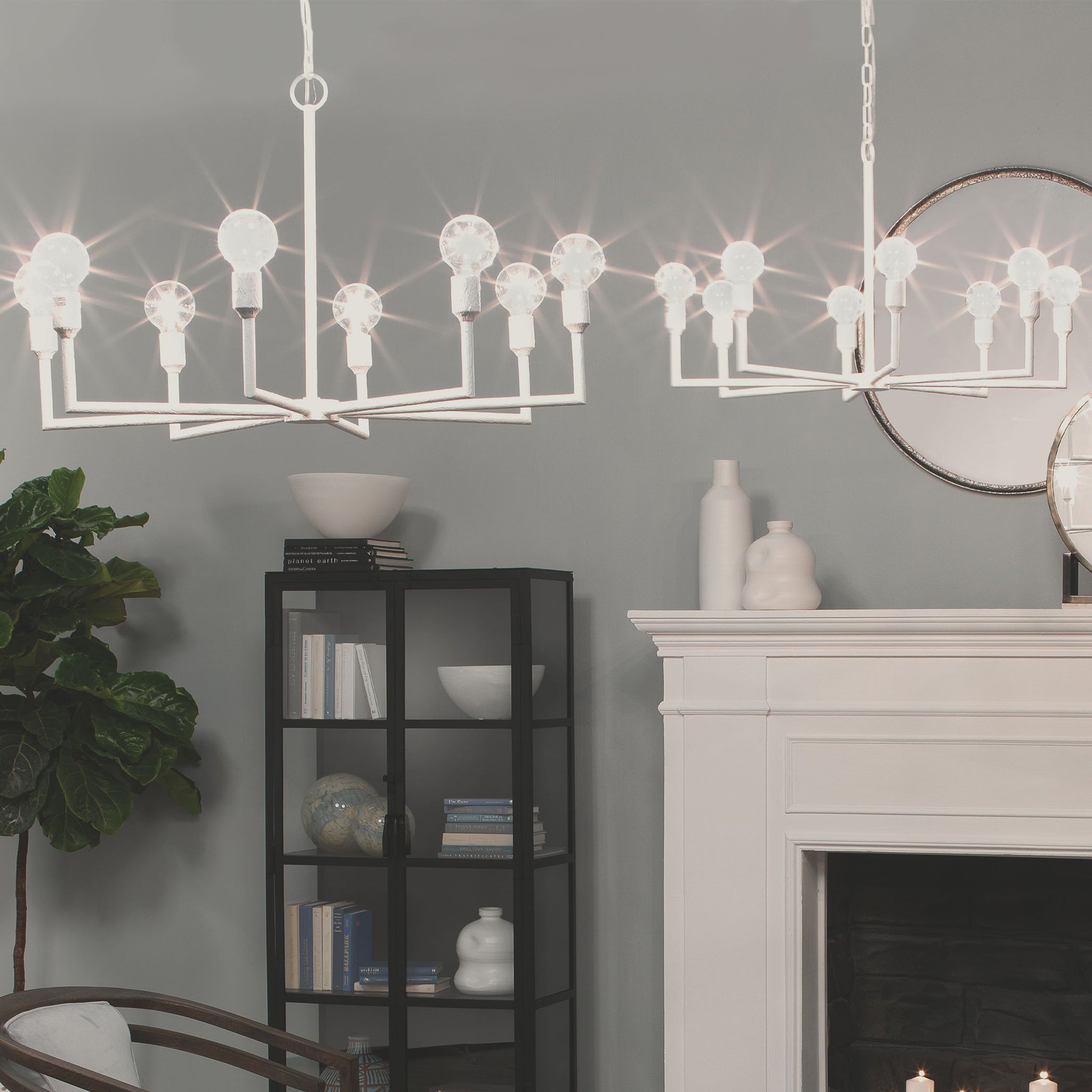 Madison Chandelier in White Gesso