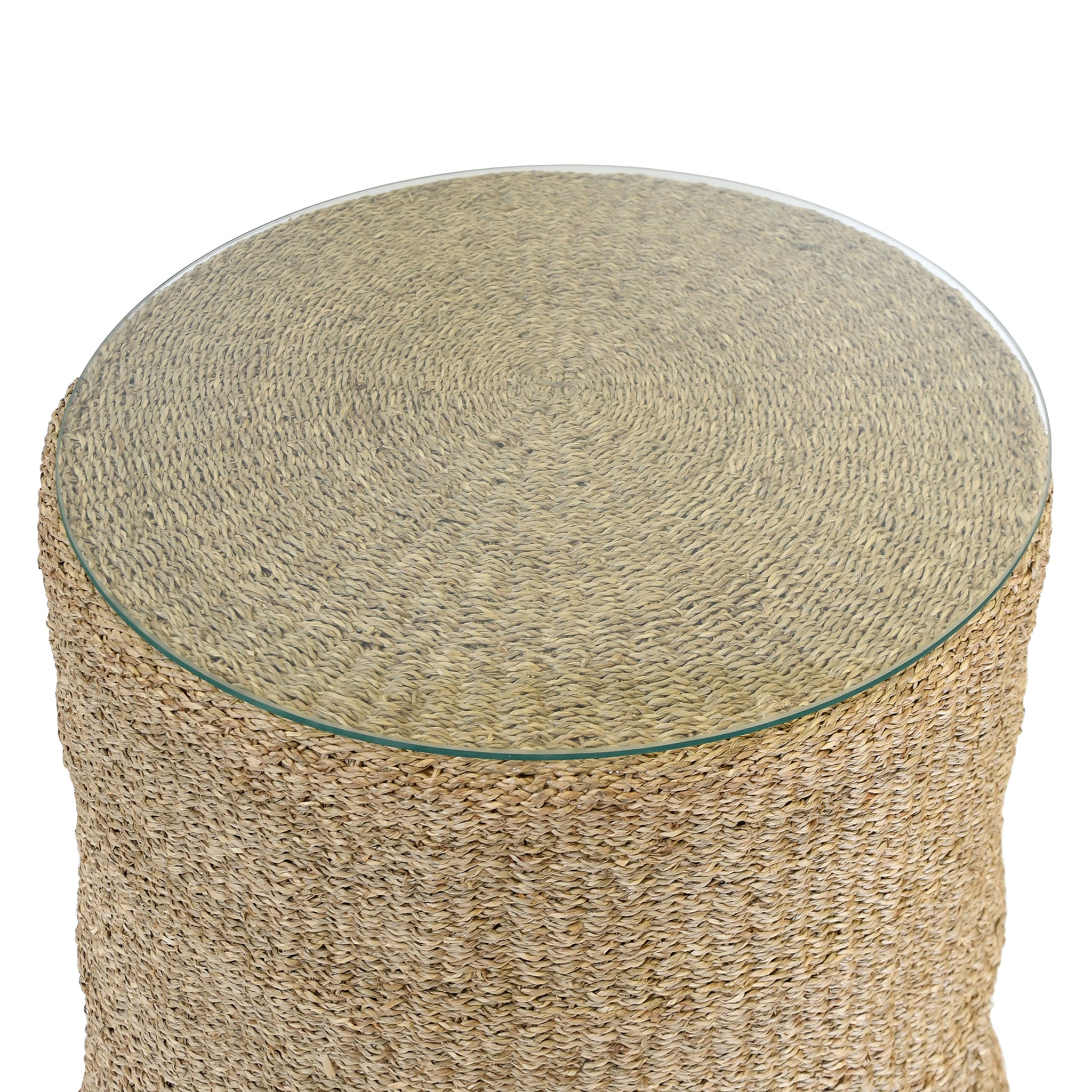 Finley Seagrass and Glass Large Side Table