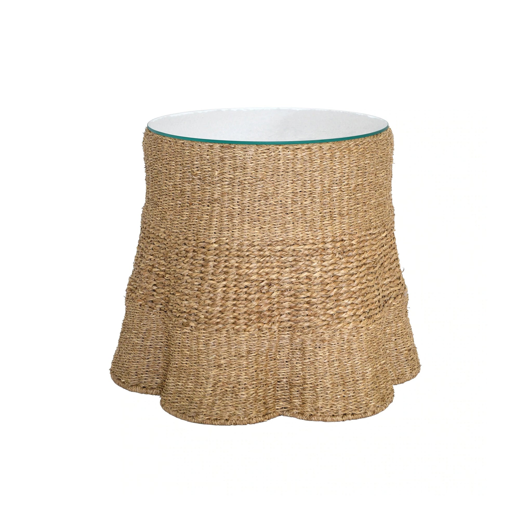 Finley Seagrass and Glass Small Side Table