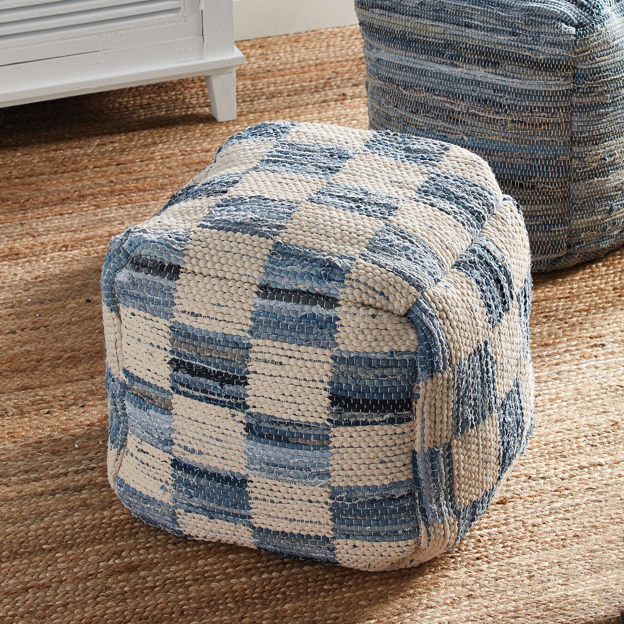 Jeanne Checkered Pouf