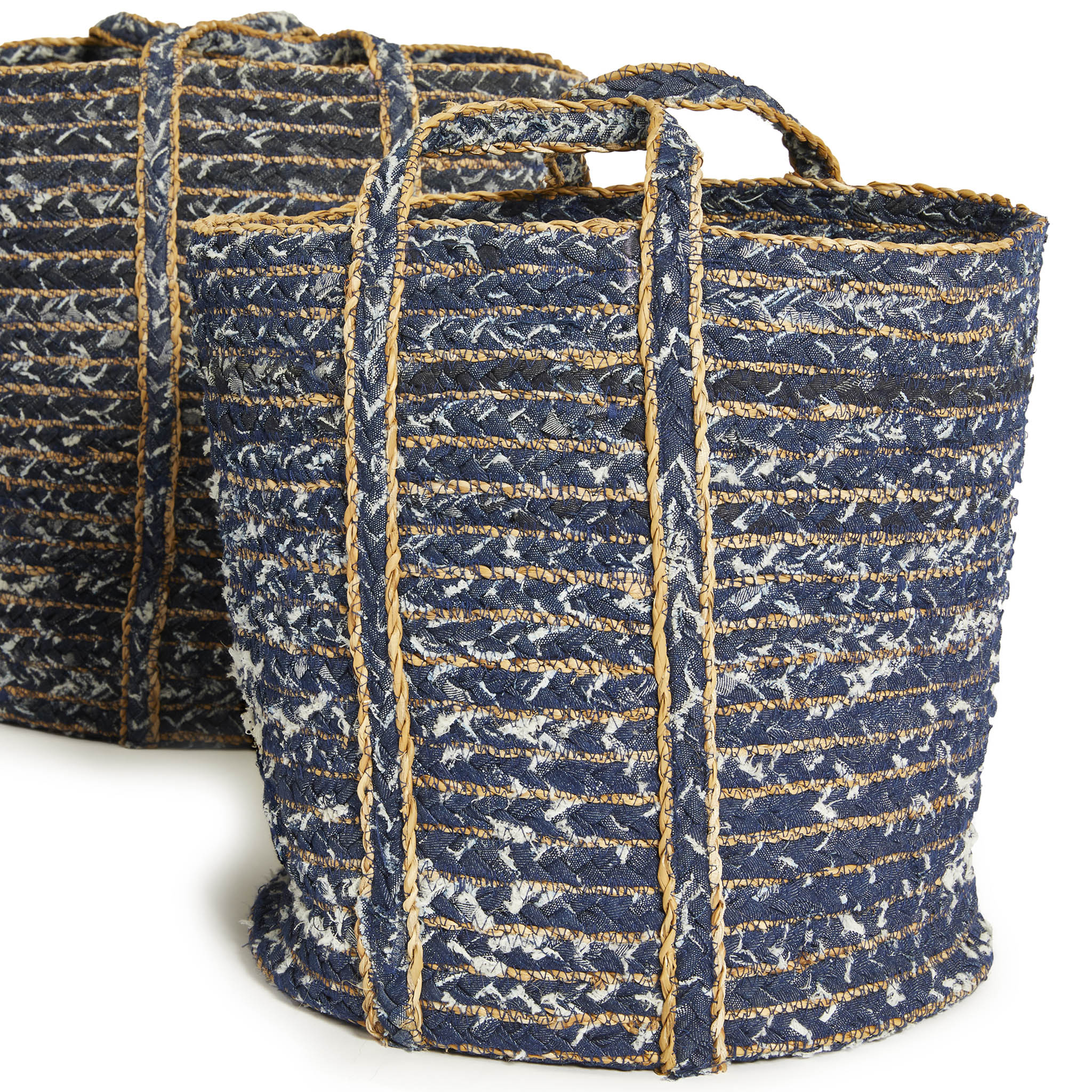 Deep Blue Denim Baskets, set of 3