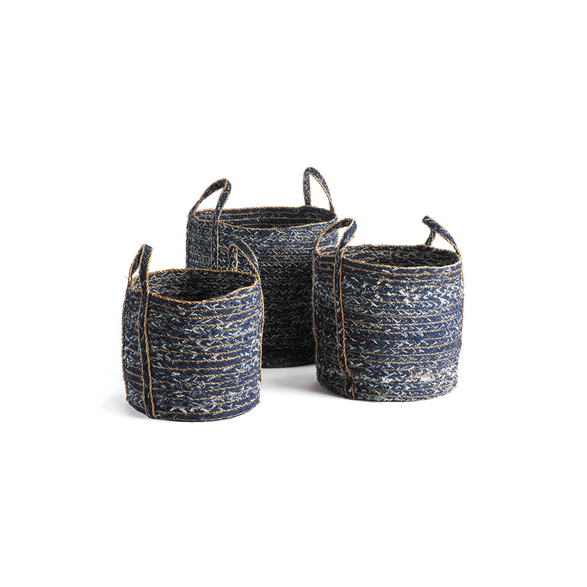 Deep Blue Denim Baskets, set of 3