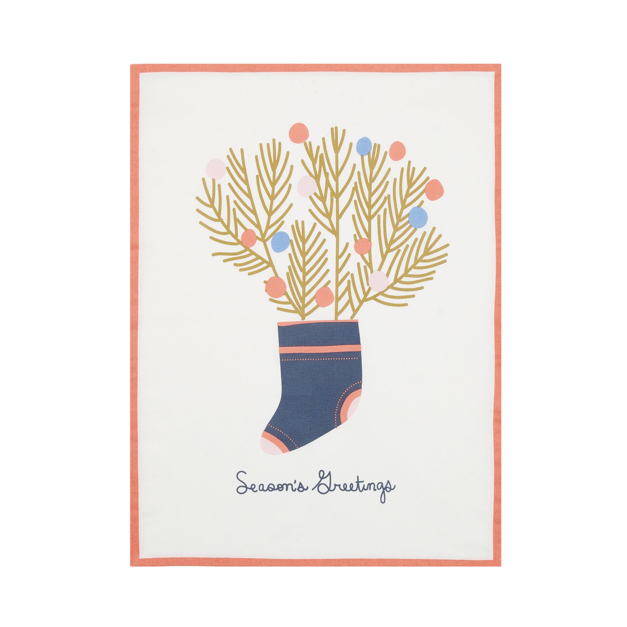 Coral Greetings Tea Towel - Set of 2