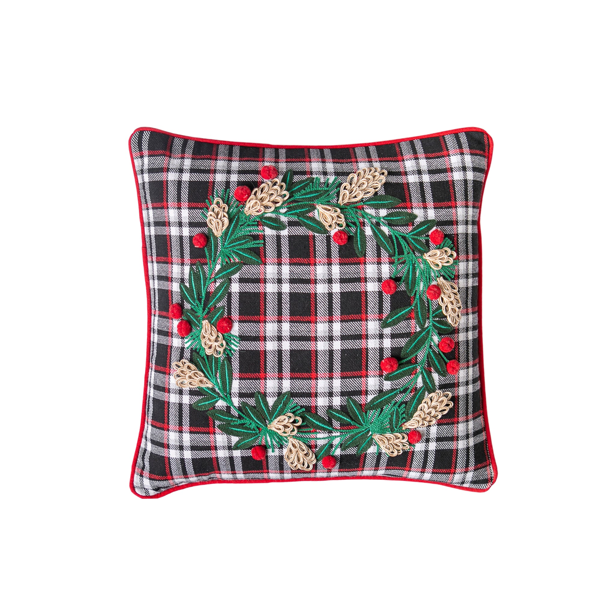Wreath on Plaid pillow