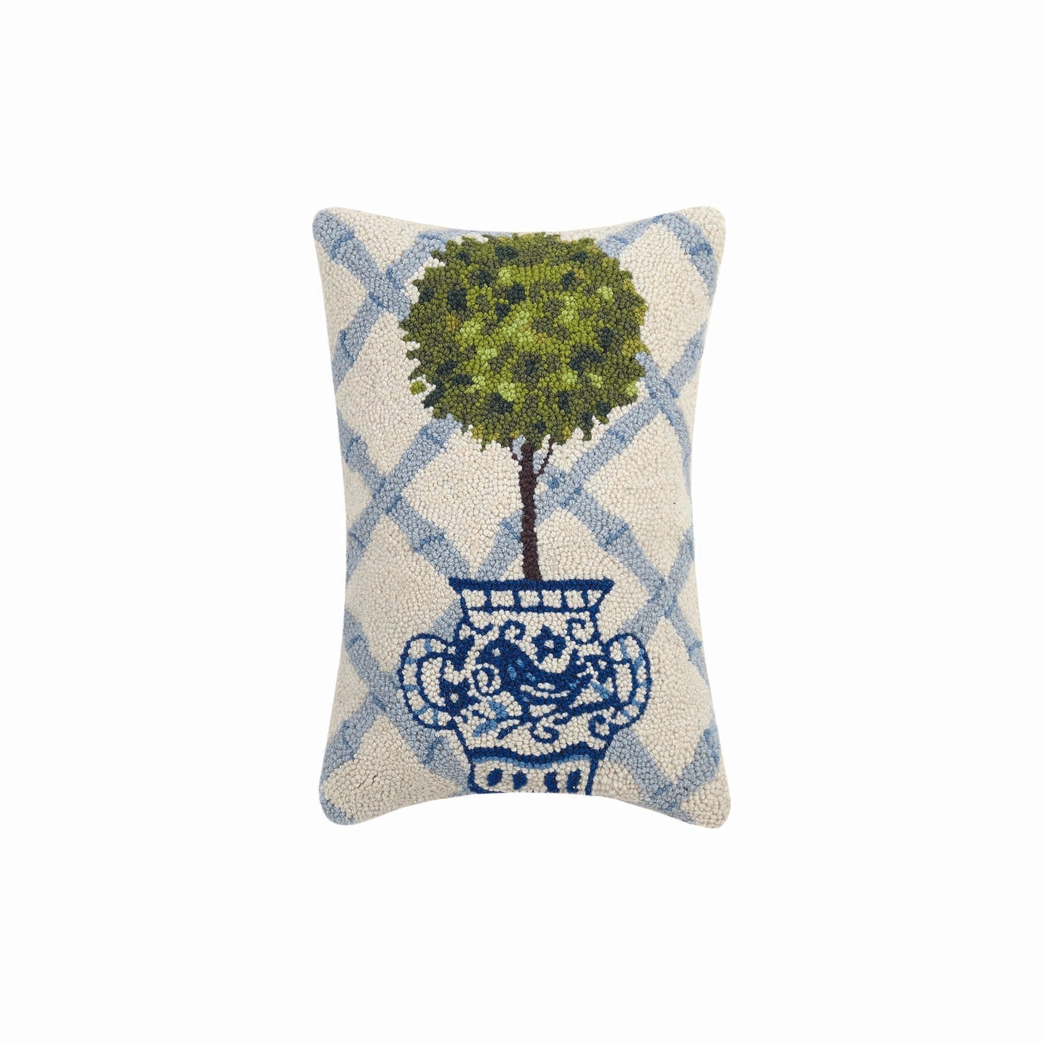 Tall Topiary and Chinoiserie Pot Hooked Pillow