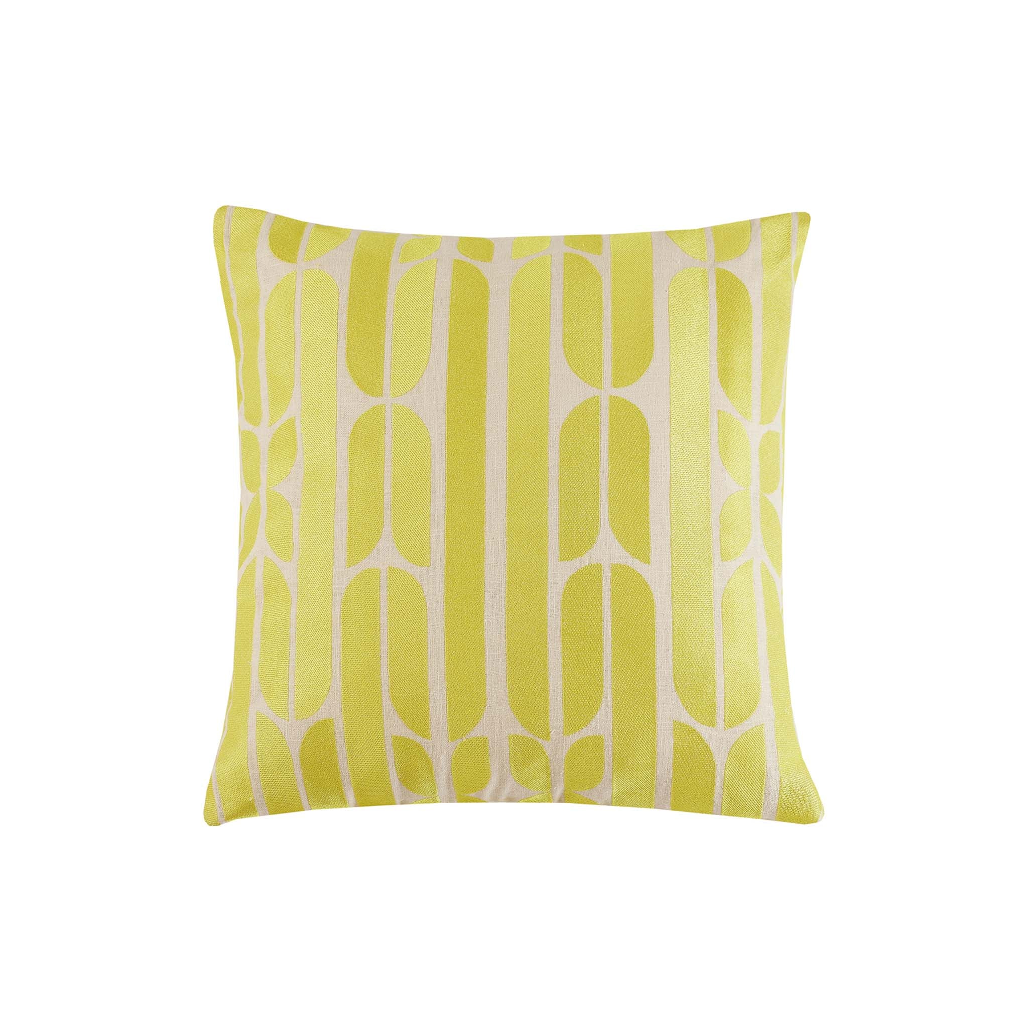 Modern Palm Print in Yellow Embroidered Pillow